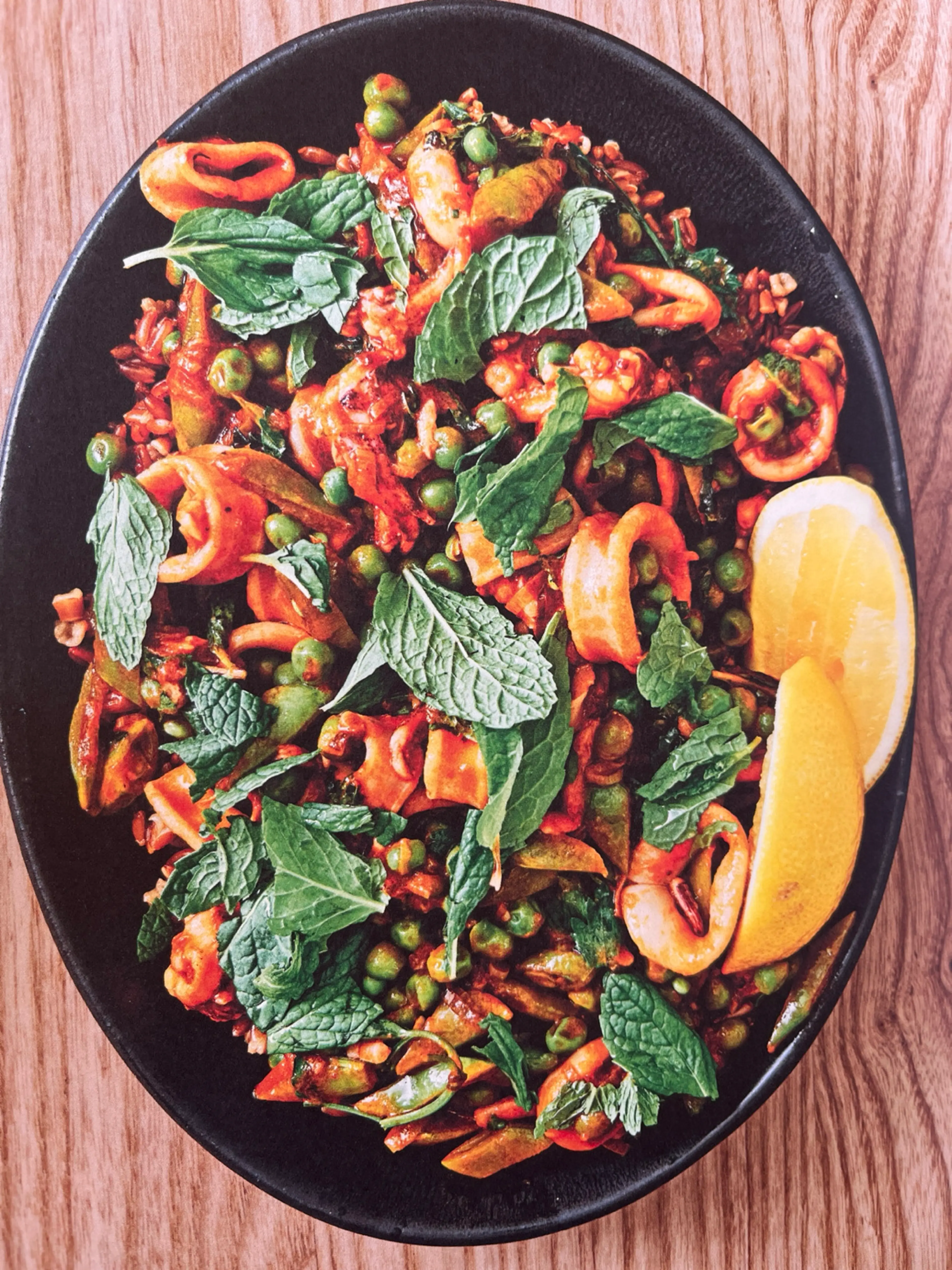 Spring Peas and Calamari Stew with Toasted Farro