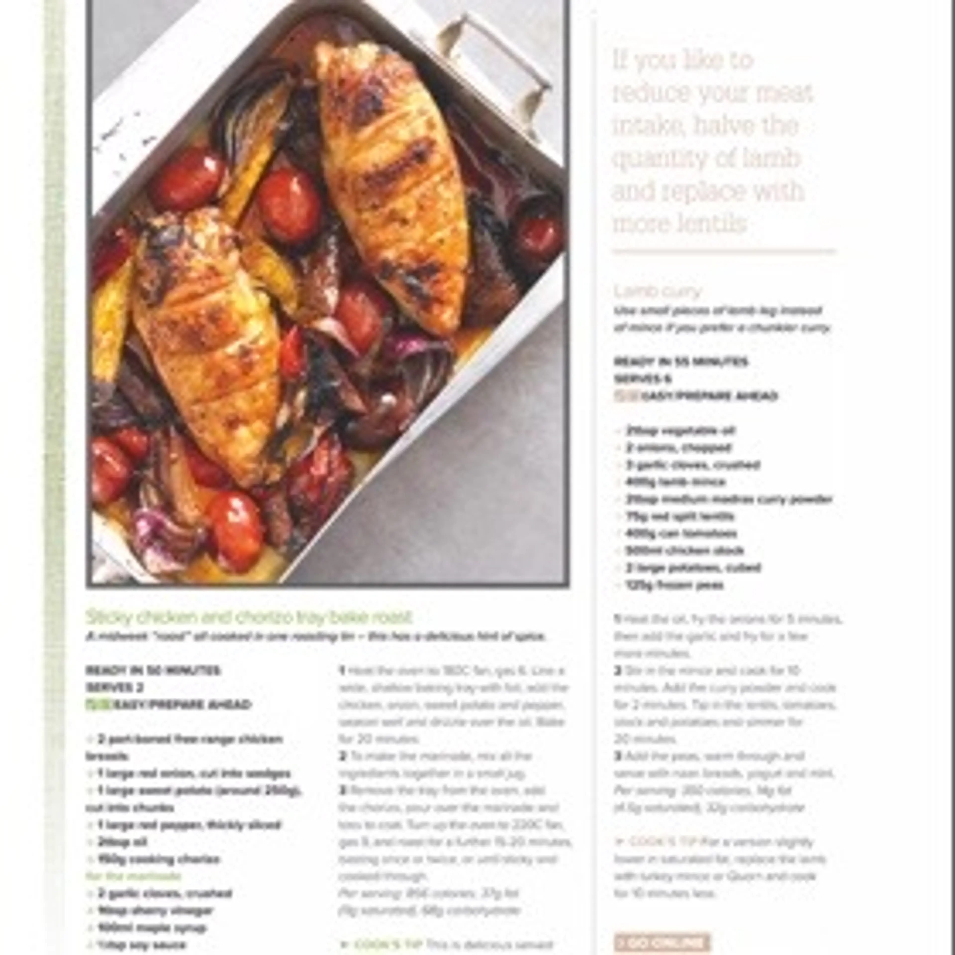 Sticky chicken and chorizo tray bake roast