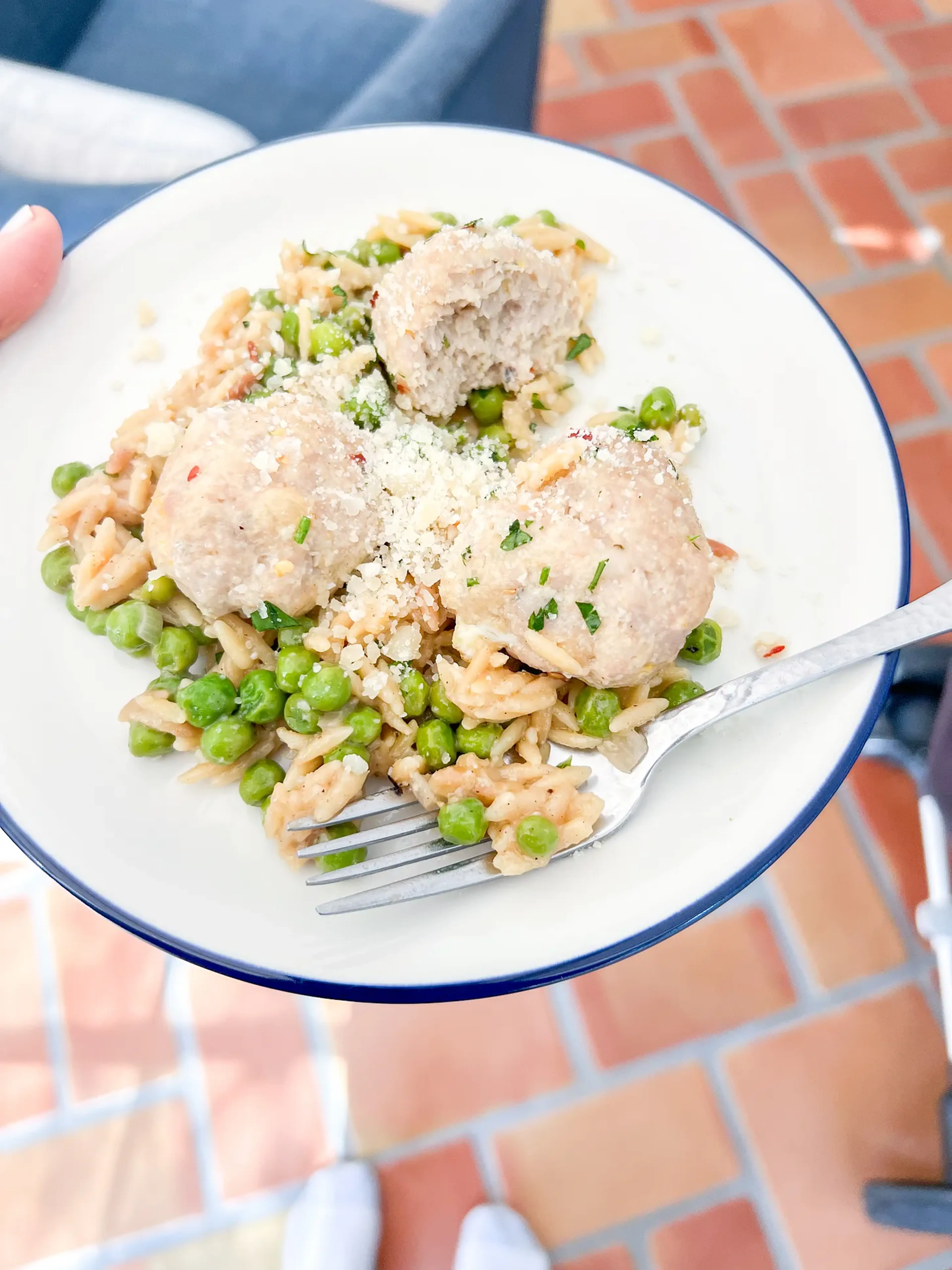 chicken meatballs with lemon orzotto