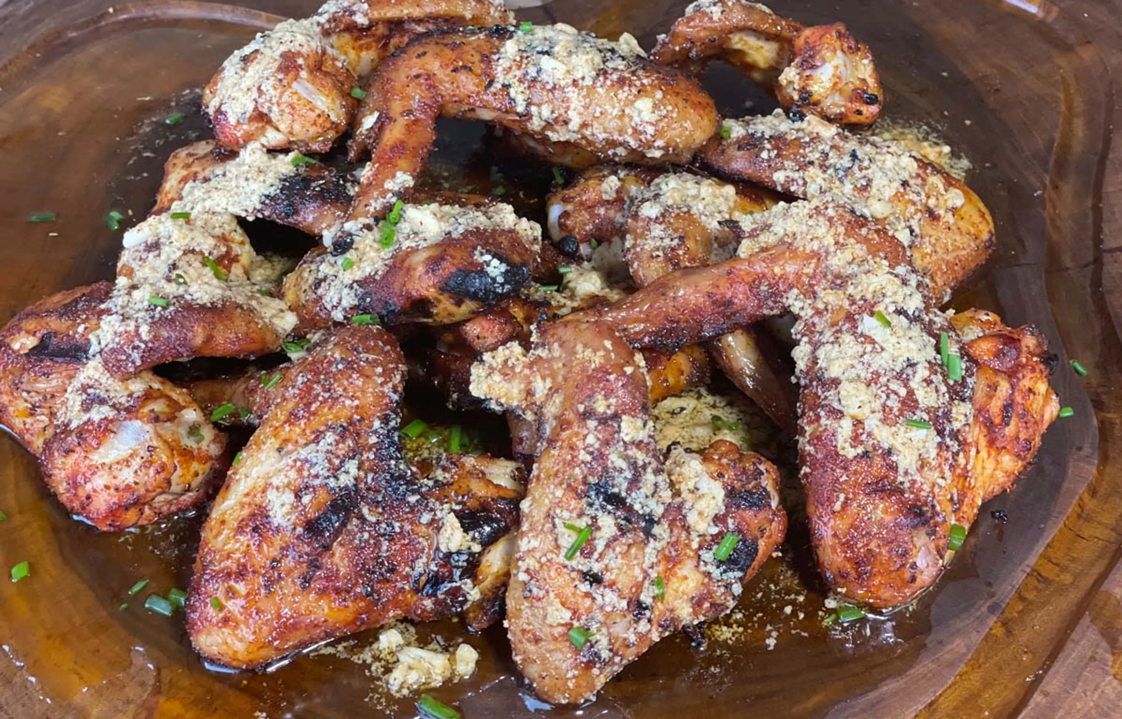 Smoked Chicken Wings with Garlic and Parmesan Sauce