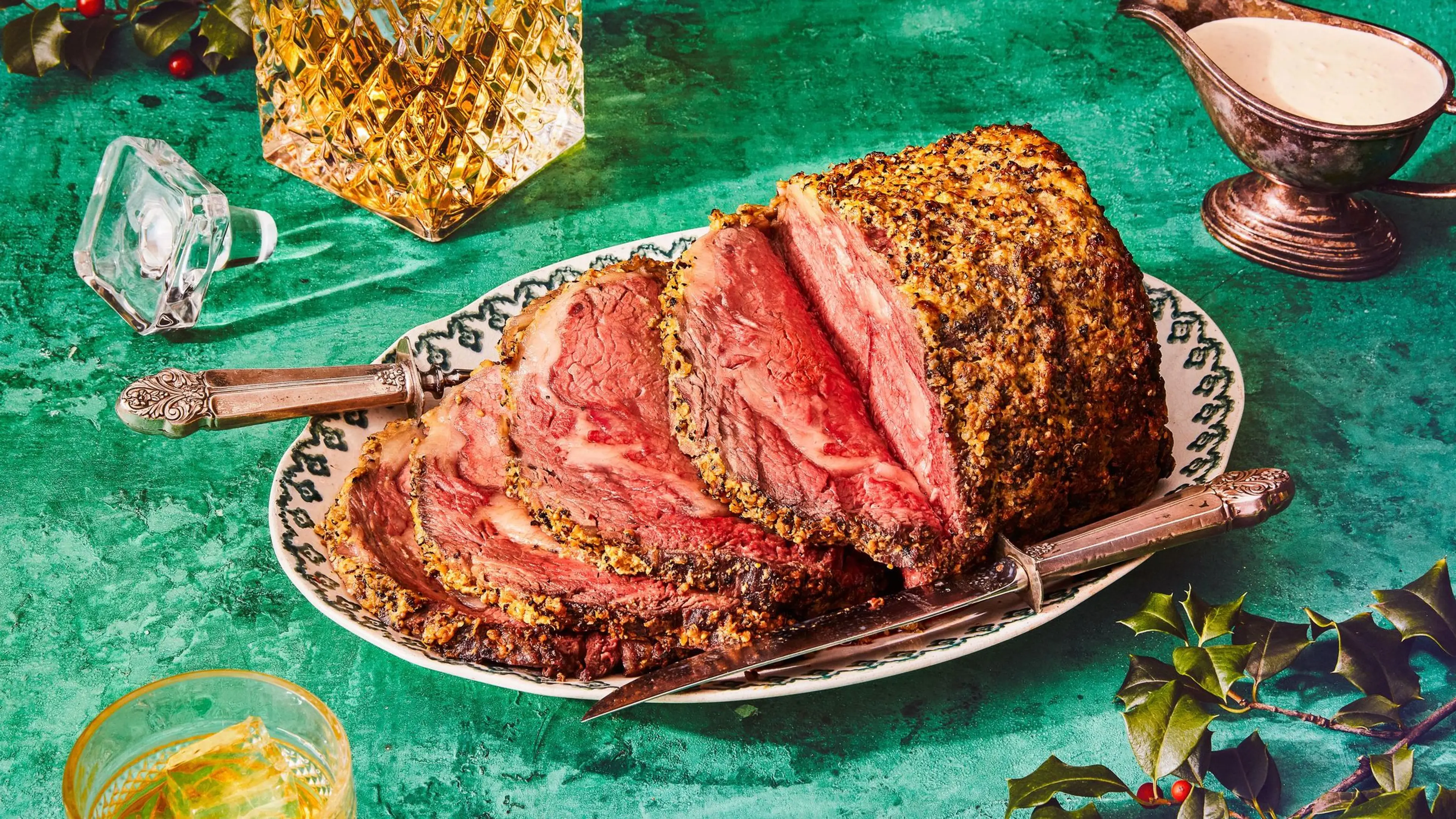 Mustard-Crusted Boneless Prime Rib Roast with Cream Sauce