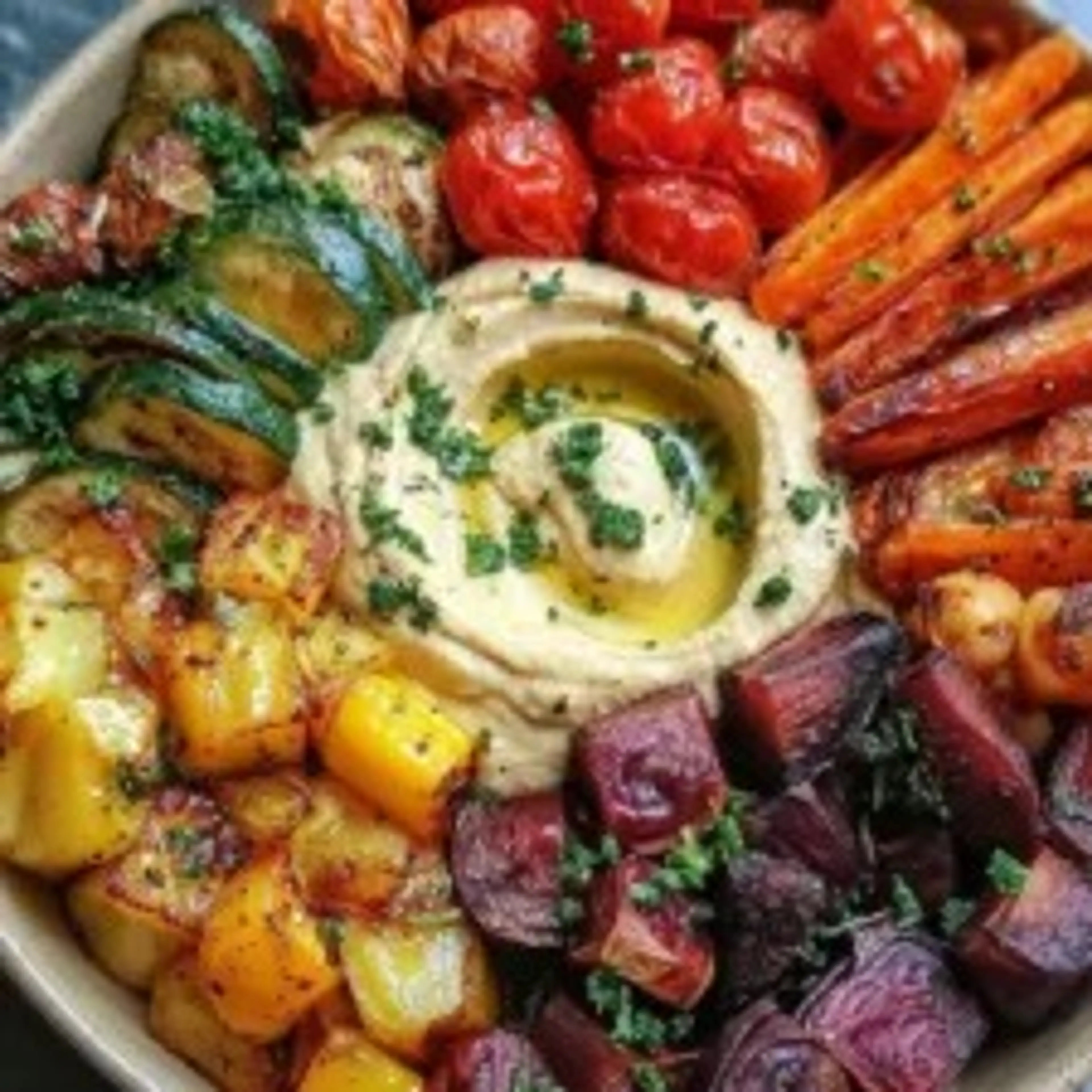 Roasted Veggie and Hummus Bowl – Nourishing & Colorful