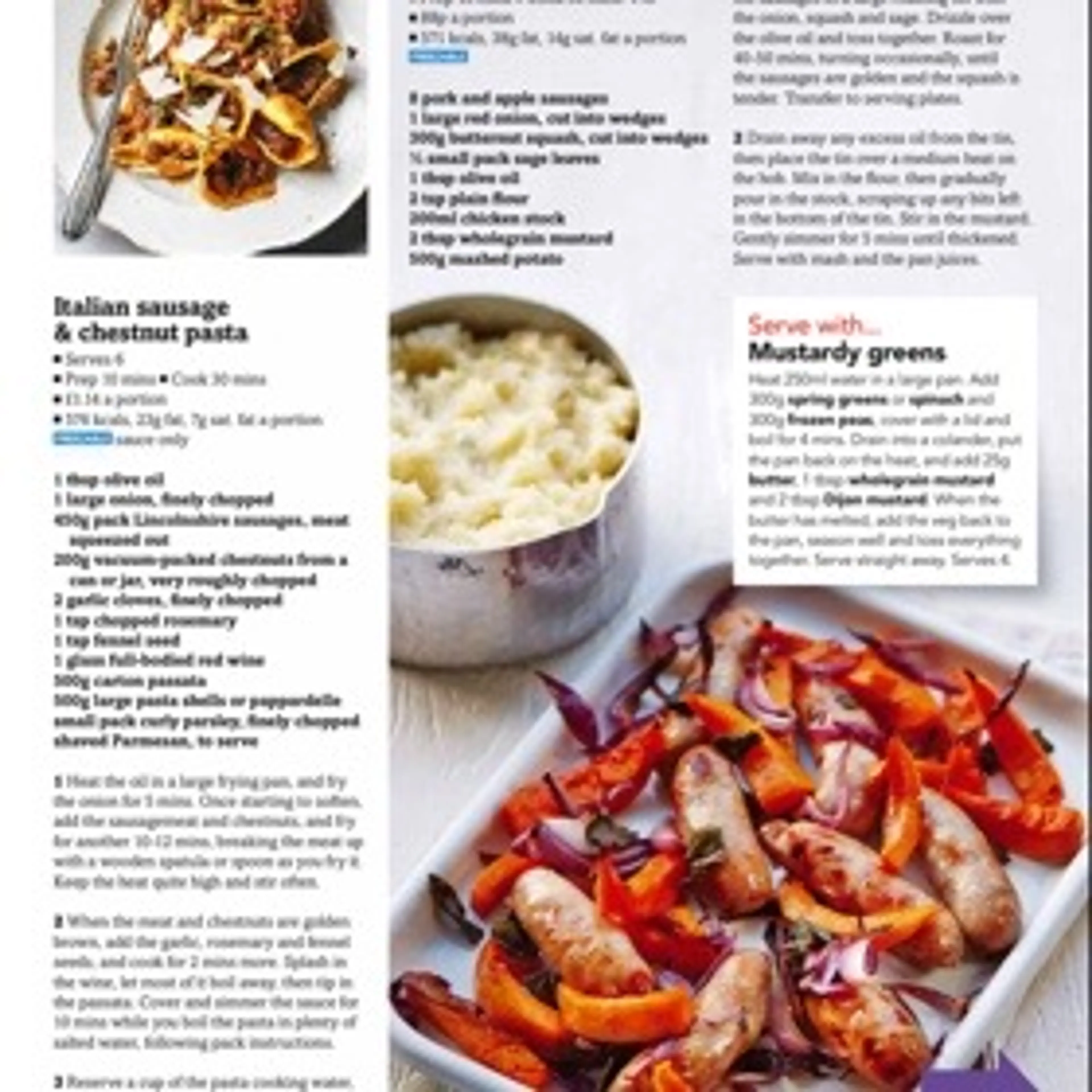 Roast sausage & squash with mustard & sage
