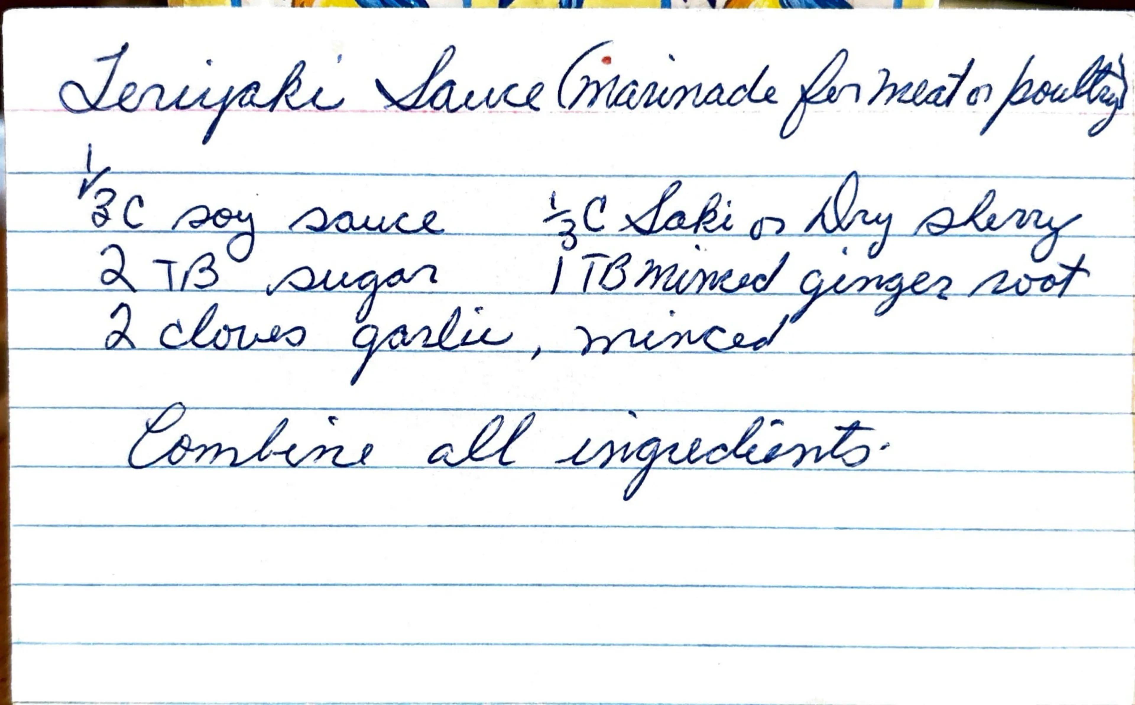 Teriyaki Sauce (marinade for meat or poultry)