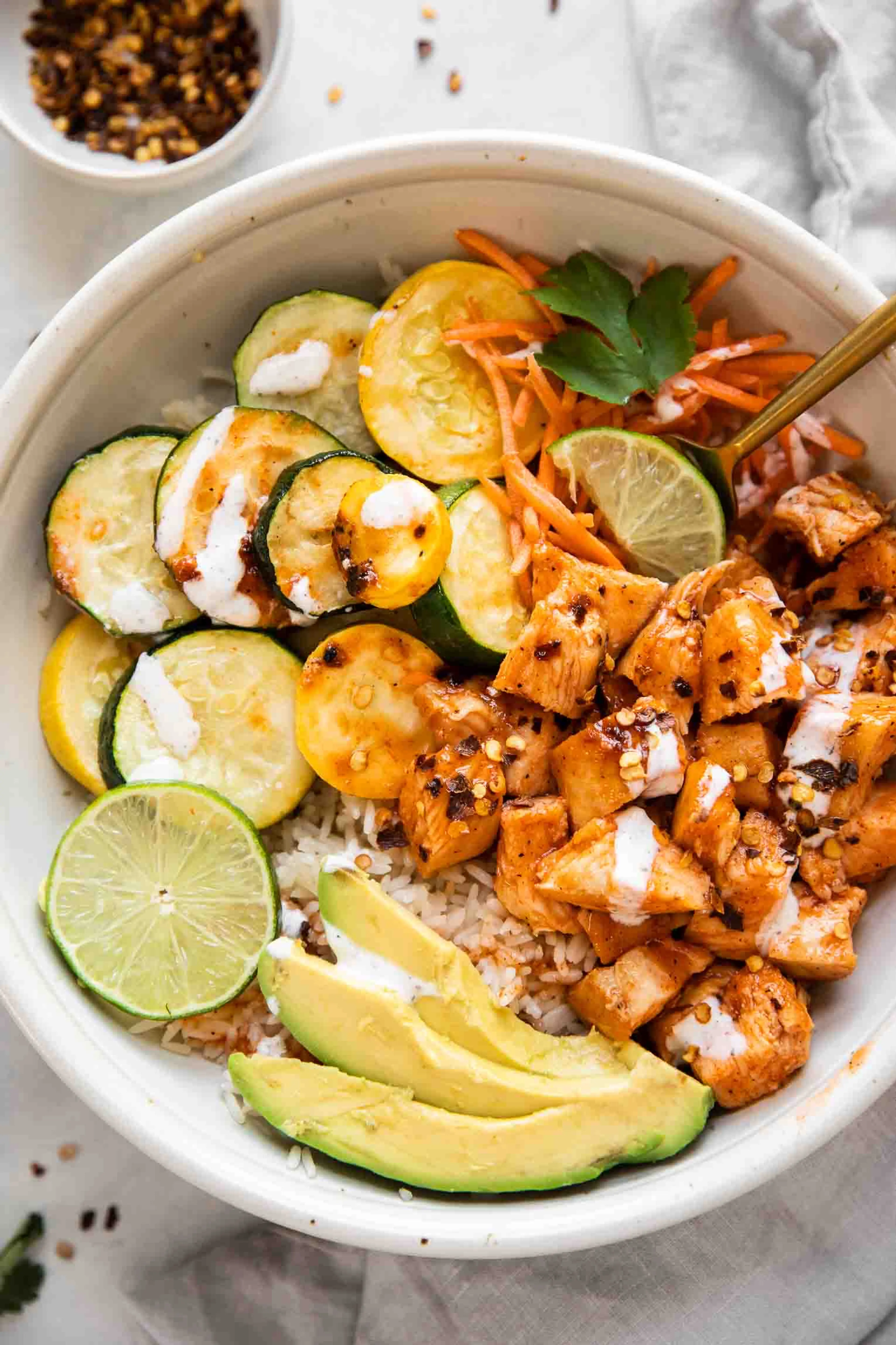 Hot Honey Chicken and Rice Bowls