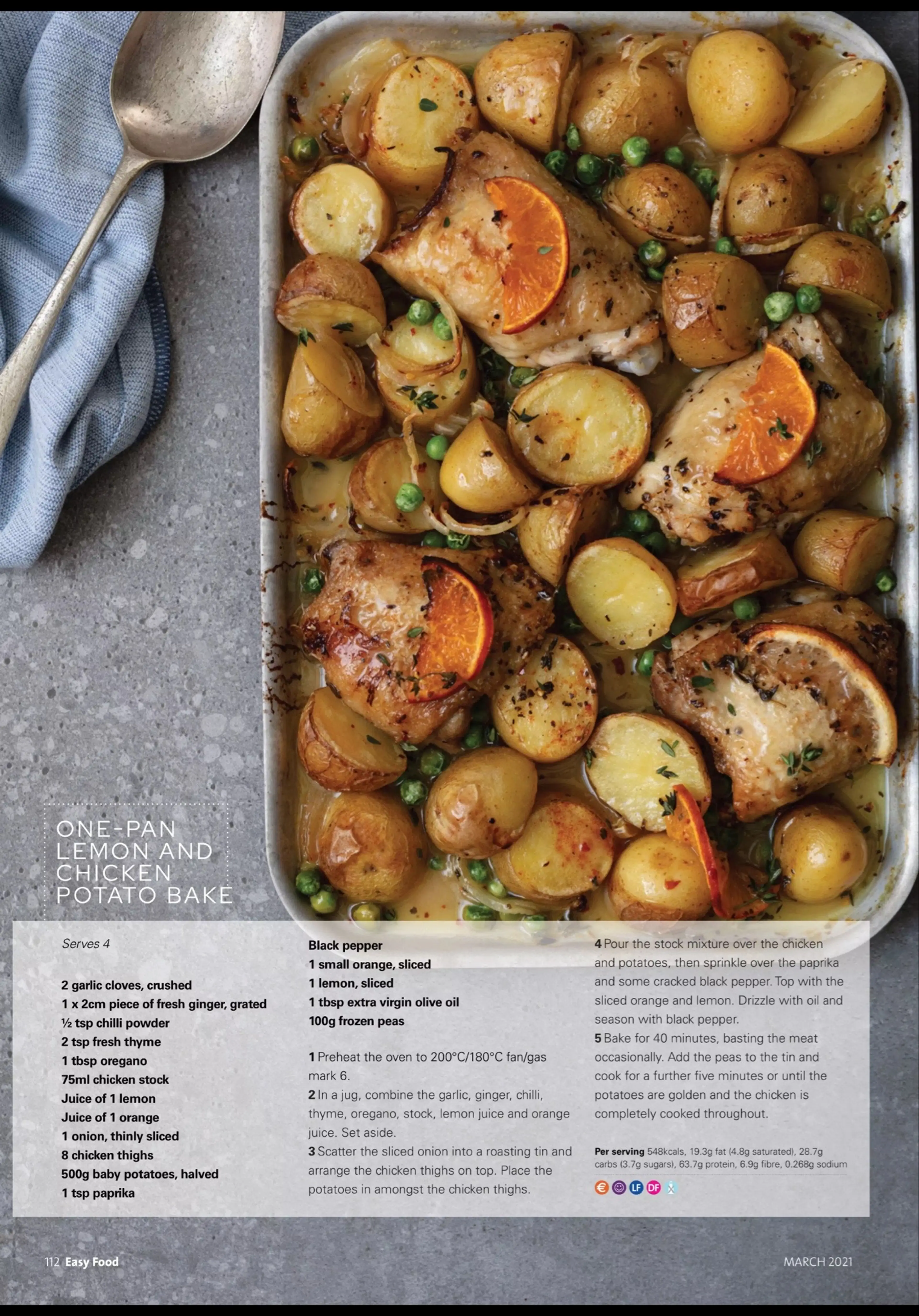 One Pan Lemon And Chicken Potato Bake