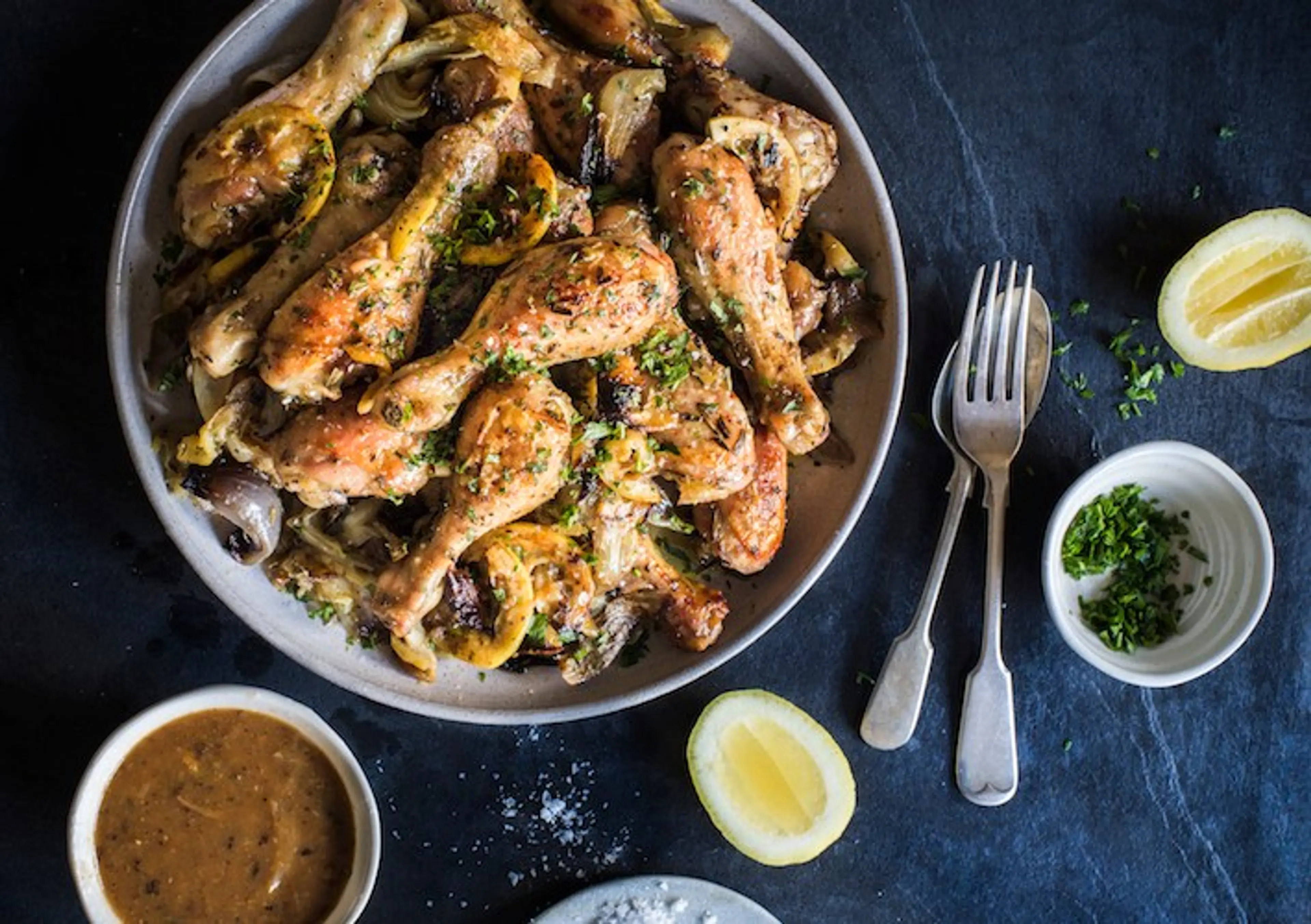 Roasted garlic, lemon & rosemary chicken drumsticks