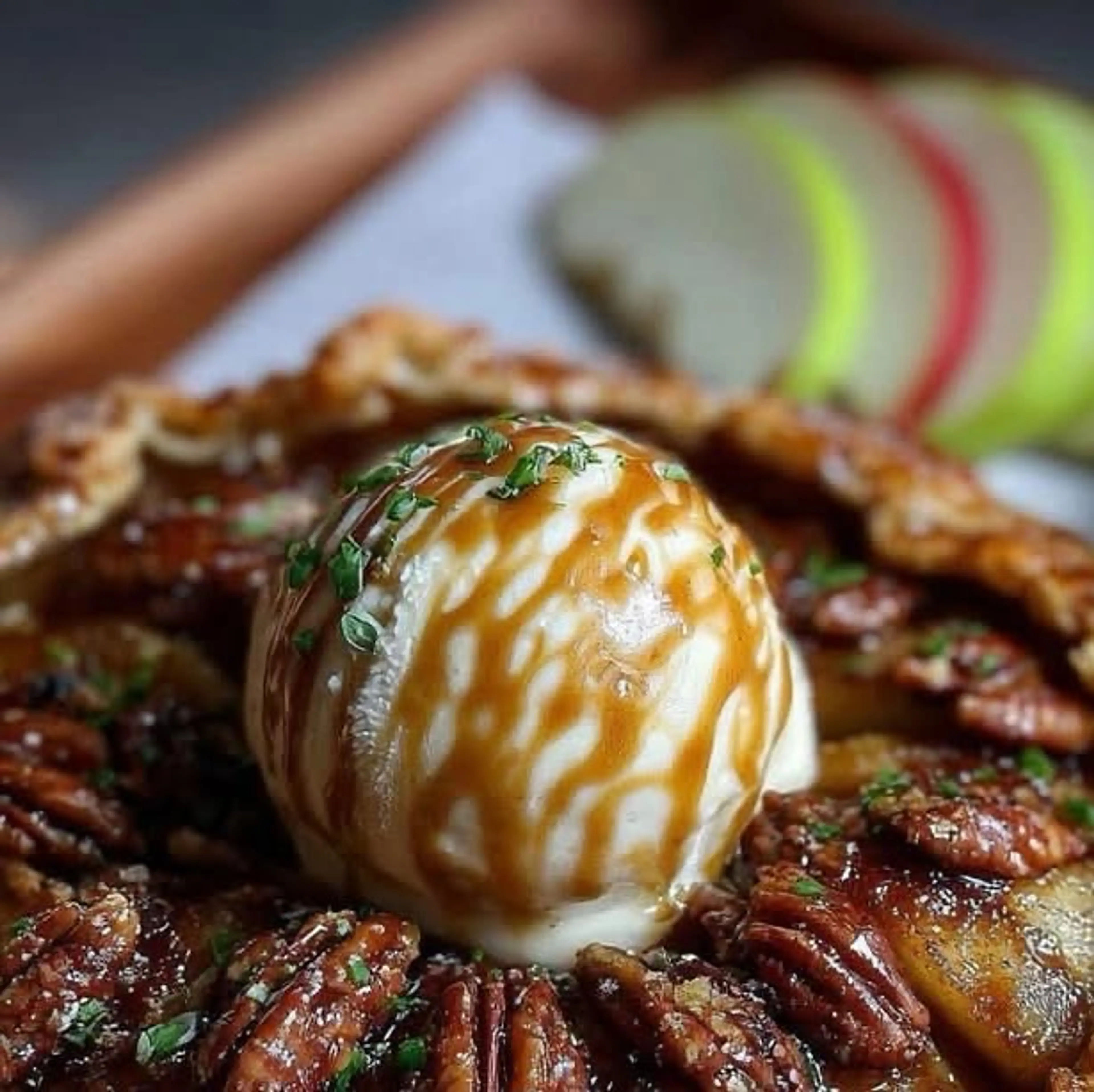 Caramel Apple & Pecan Galette with Vanilla Ice Cream