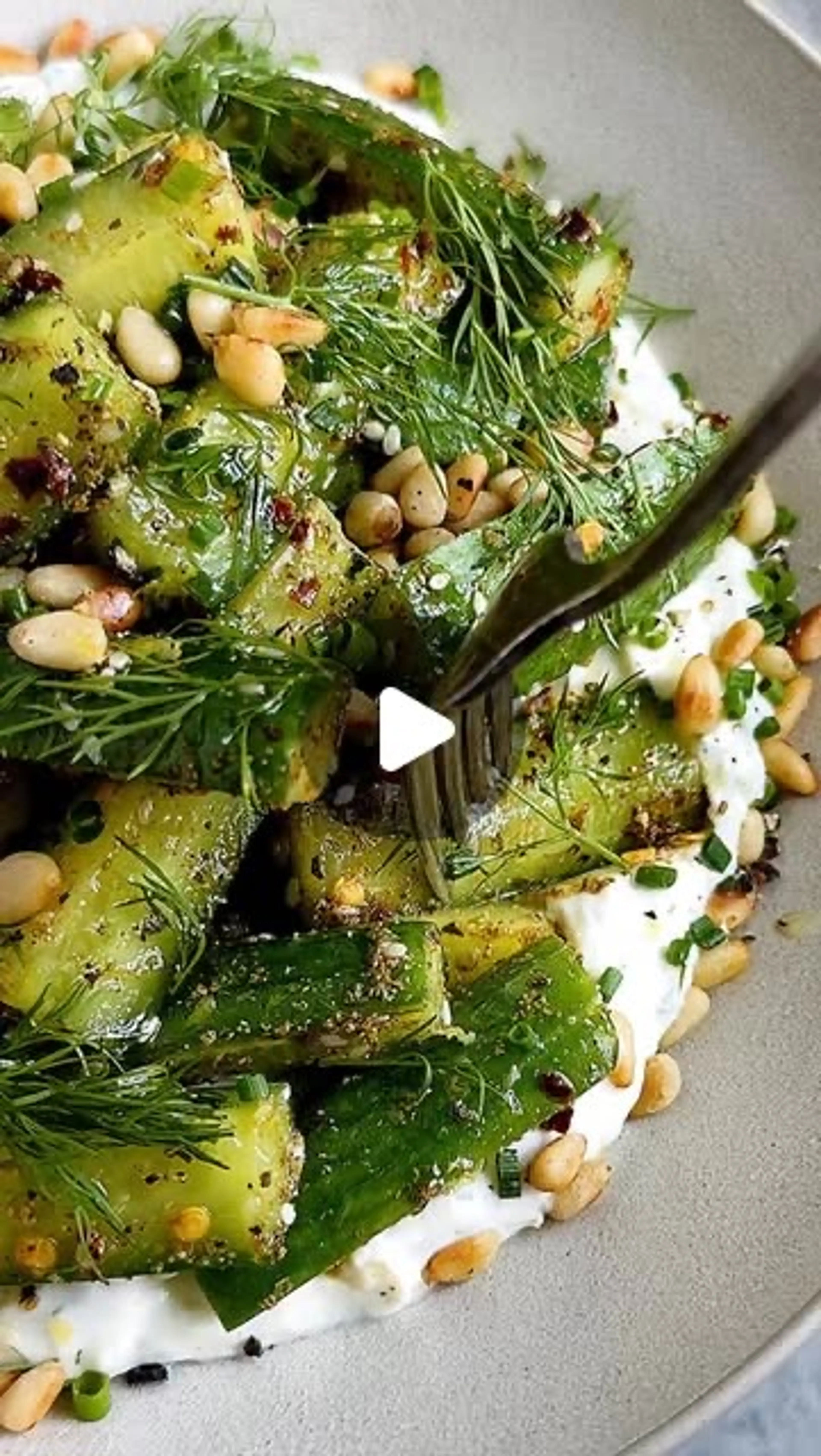 Crunchy Spiced Cucumber Salad with Creamy Herbed Whipped Ric