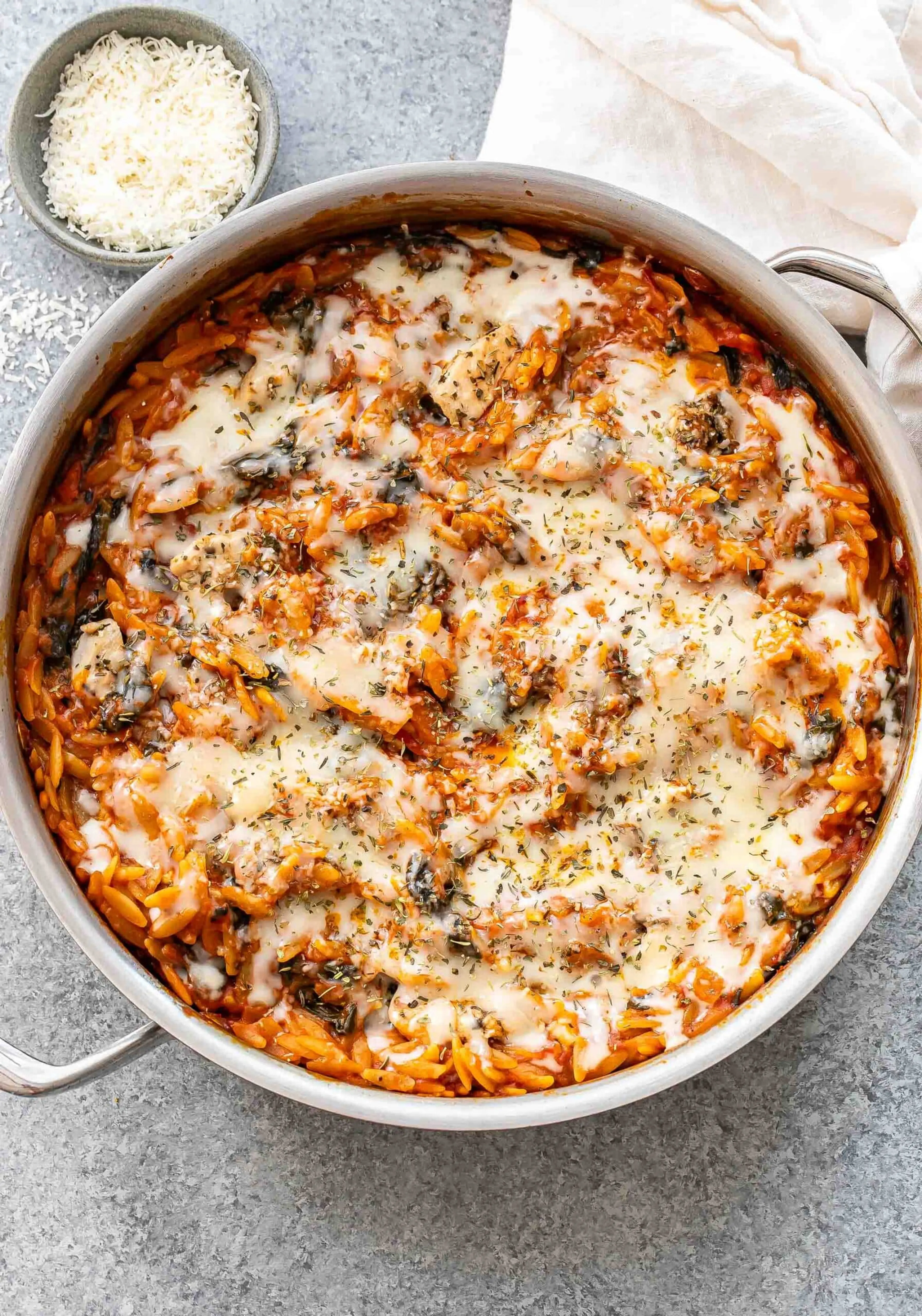 One Pot Parmesan Chicken and Orzo