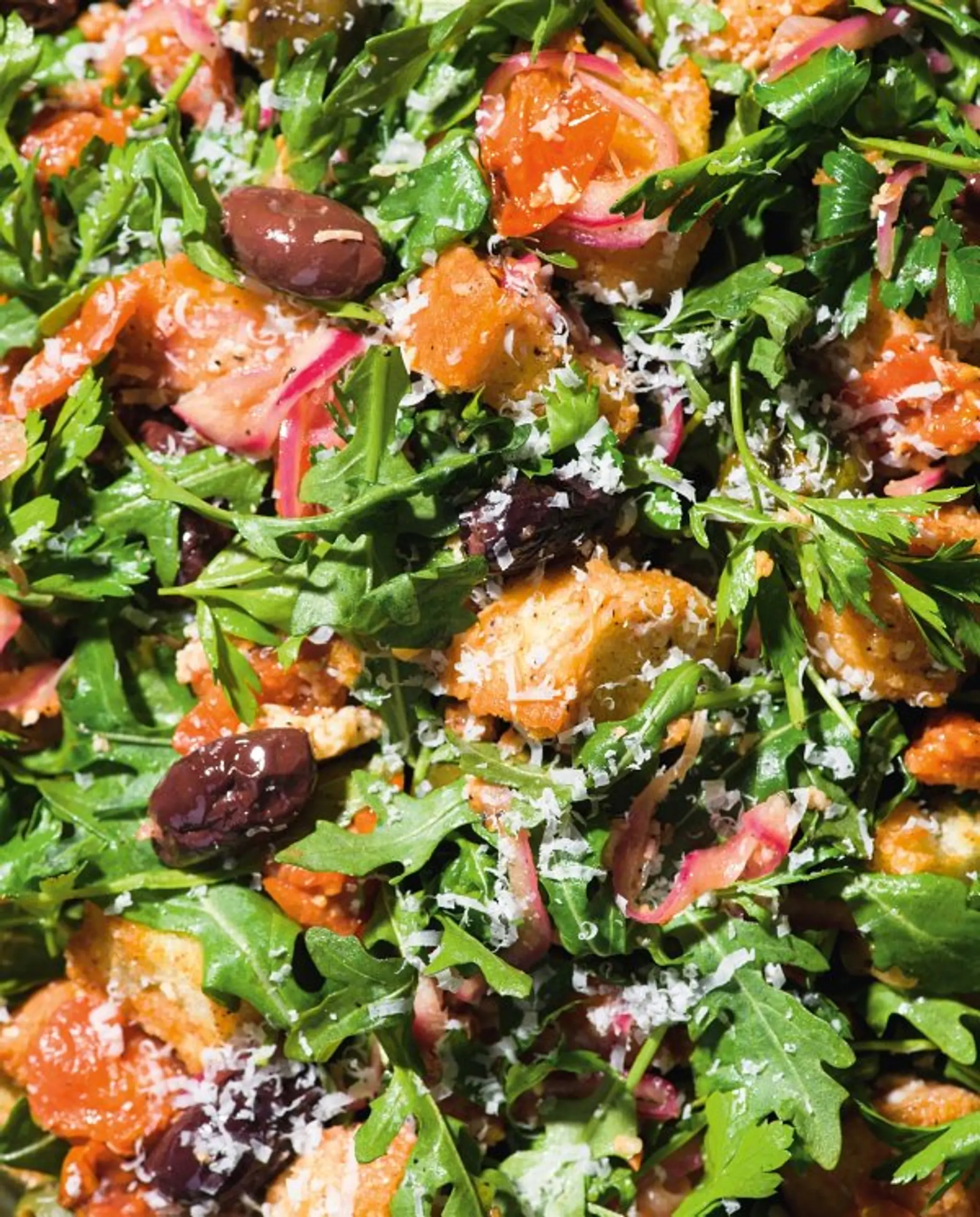 Panzanella with Roasted Tomatoes and Olives