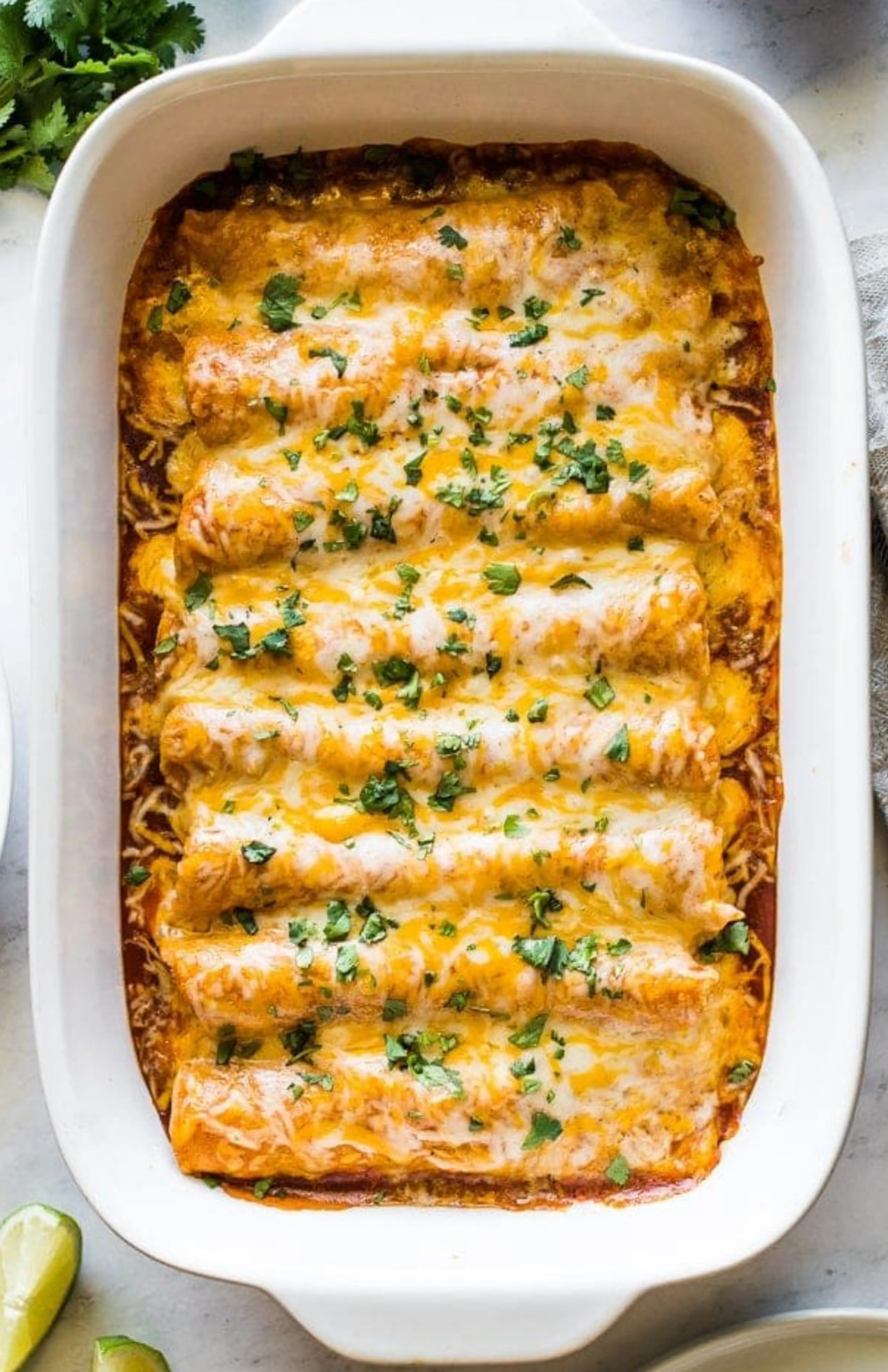 Chicken enchiladas with green chile sour cream sauce