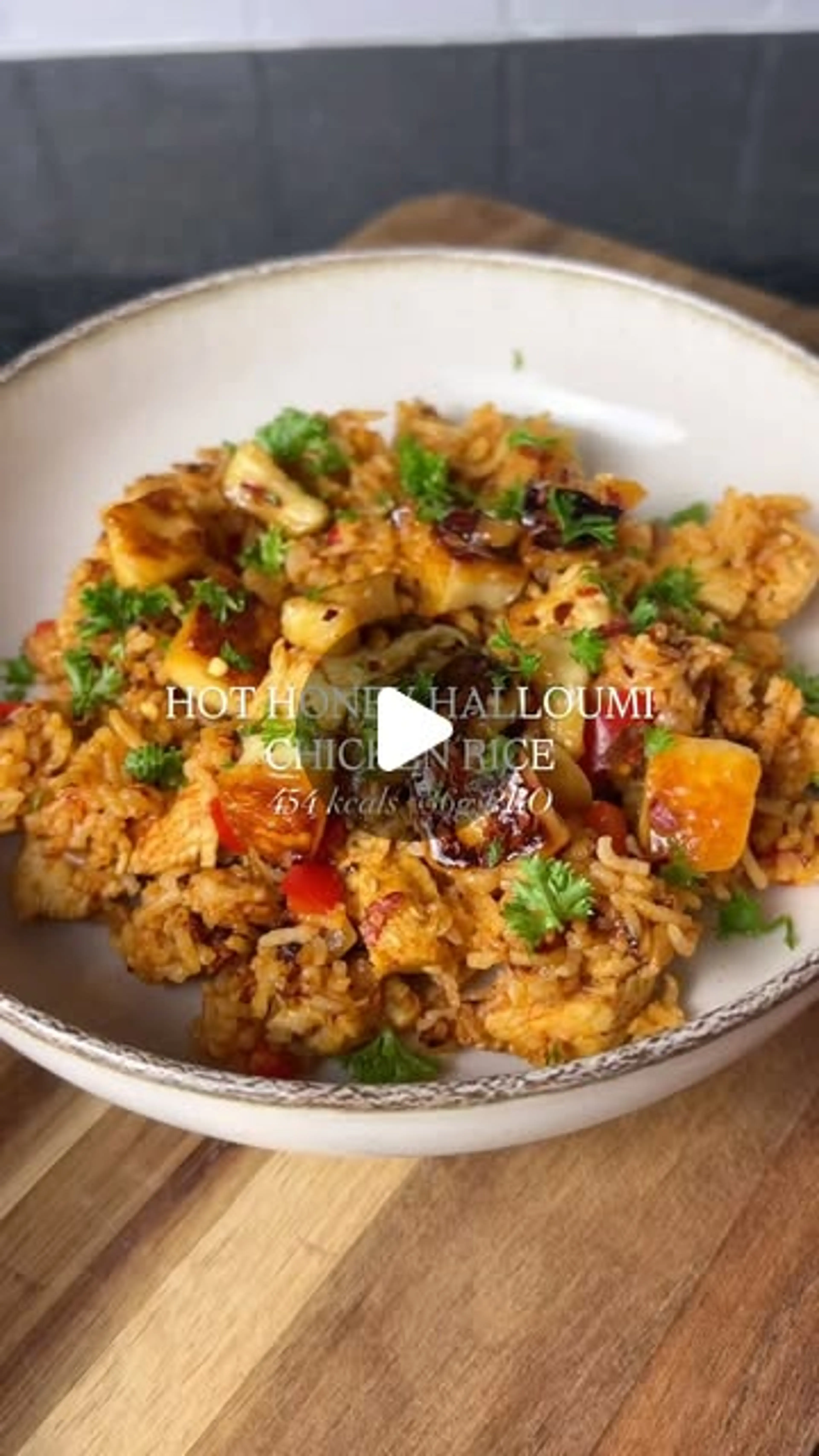 Hot Honey Halloumi Chicken Rice