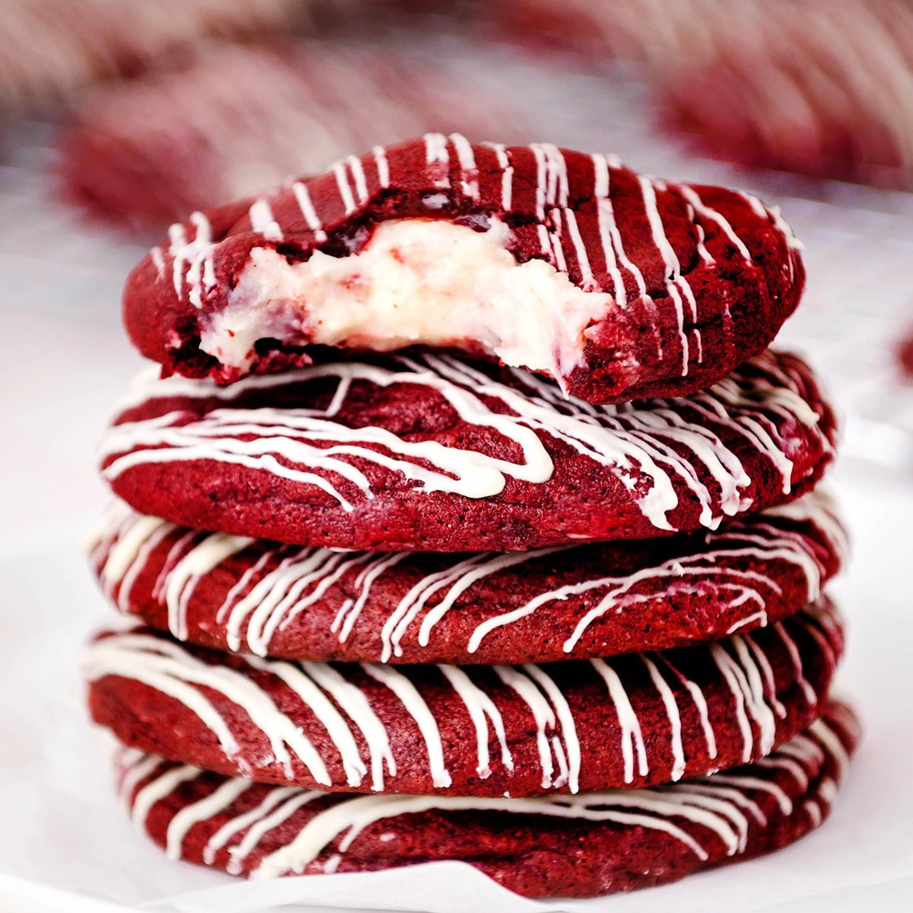 Red Velvet Cookies Stuffed With Cream Cheese