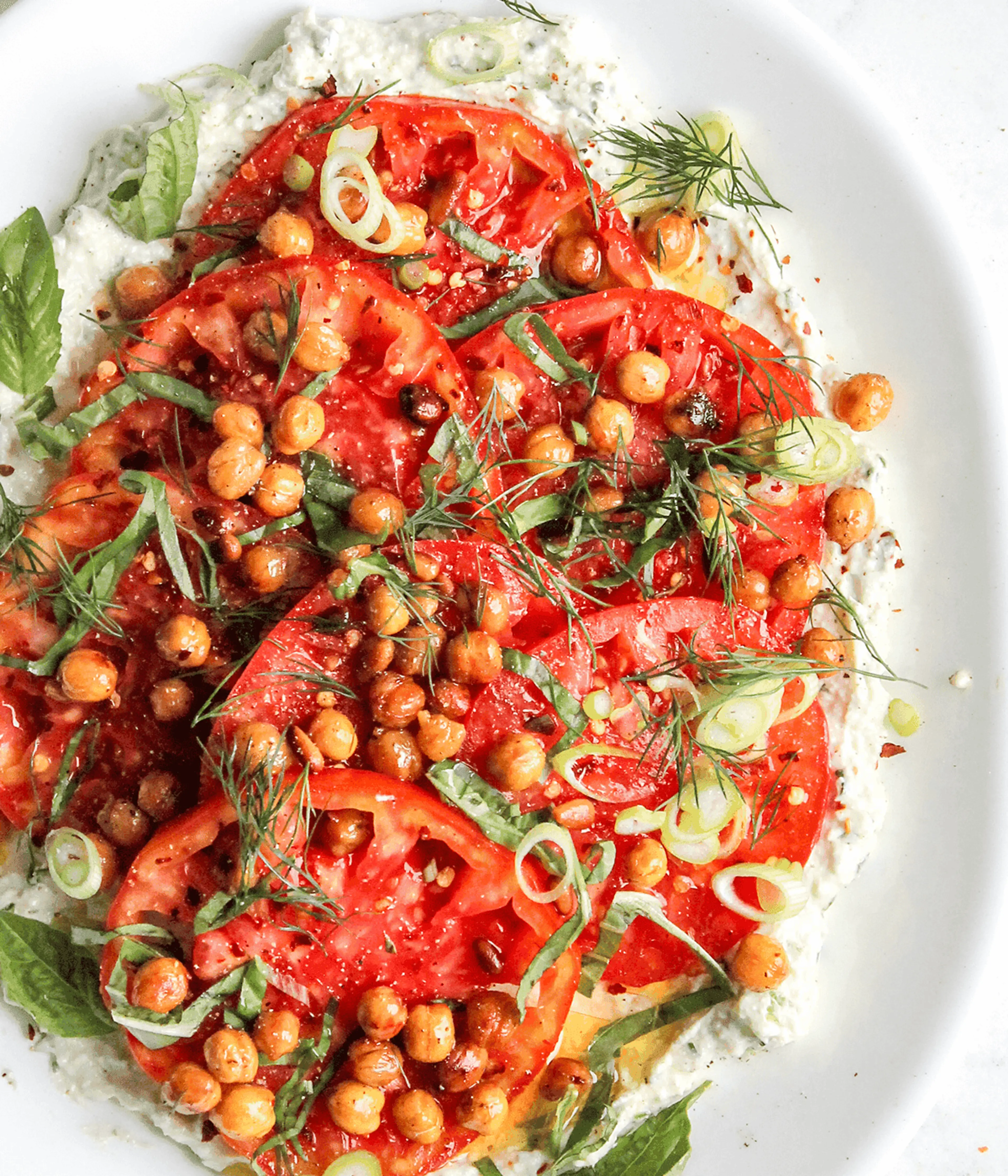 Chickpea, Tomato & Cottage Cheese Salad
