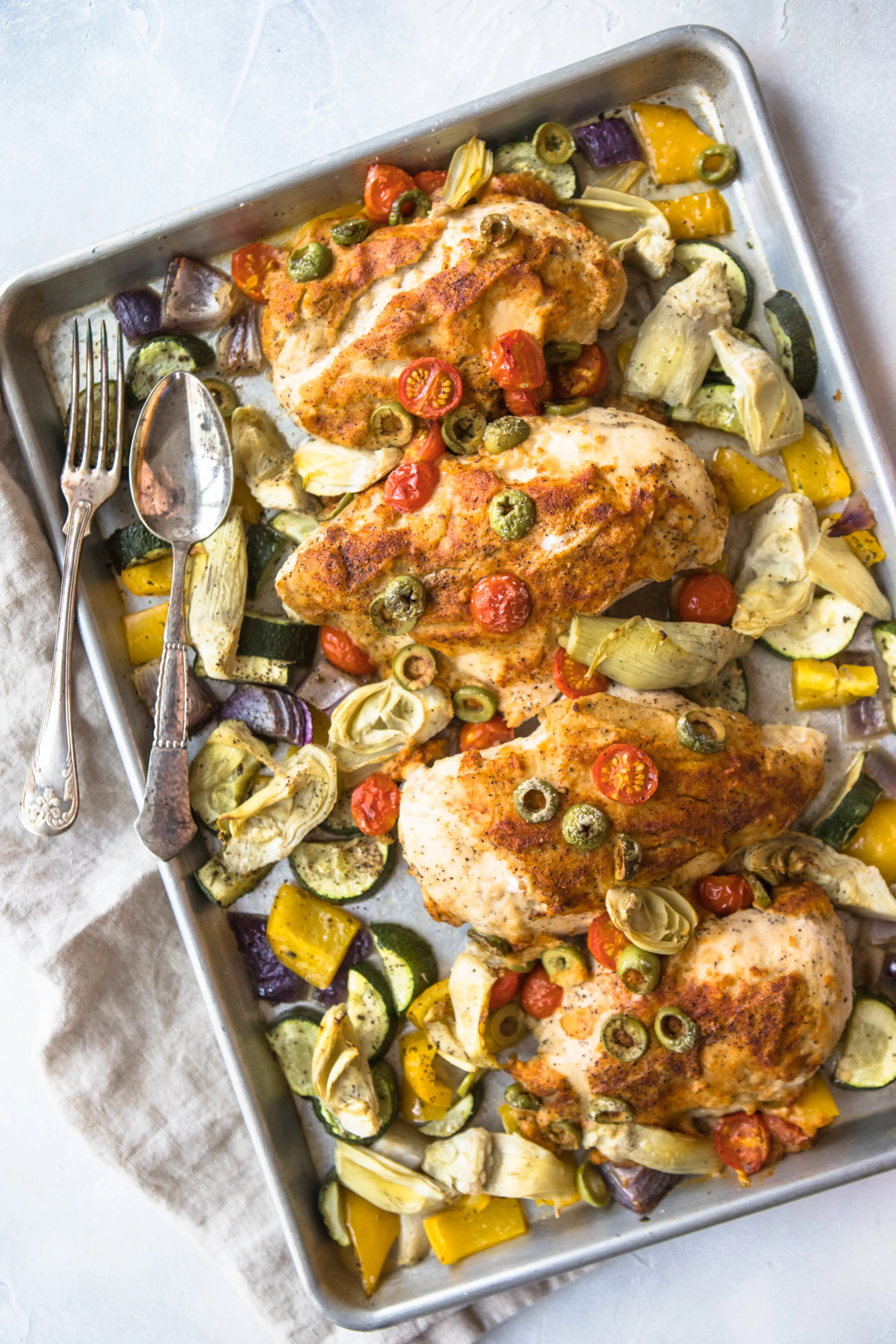 Hummus Crusted Chicken Vegetables