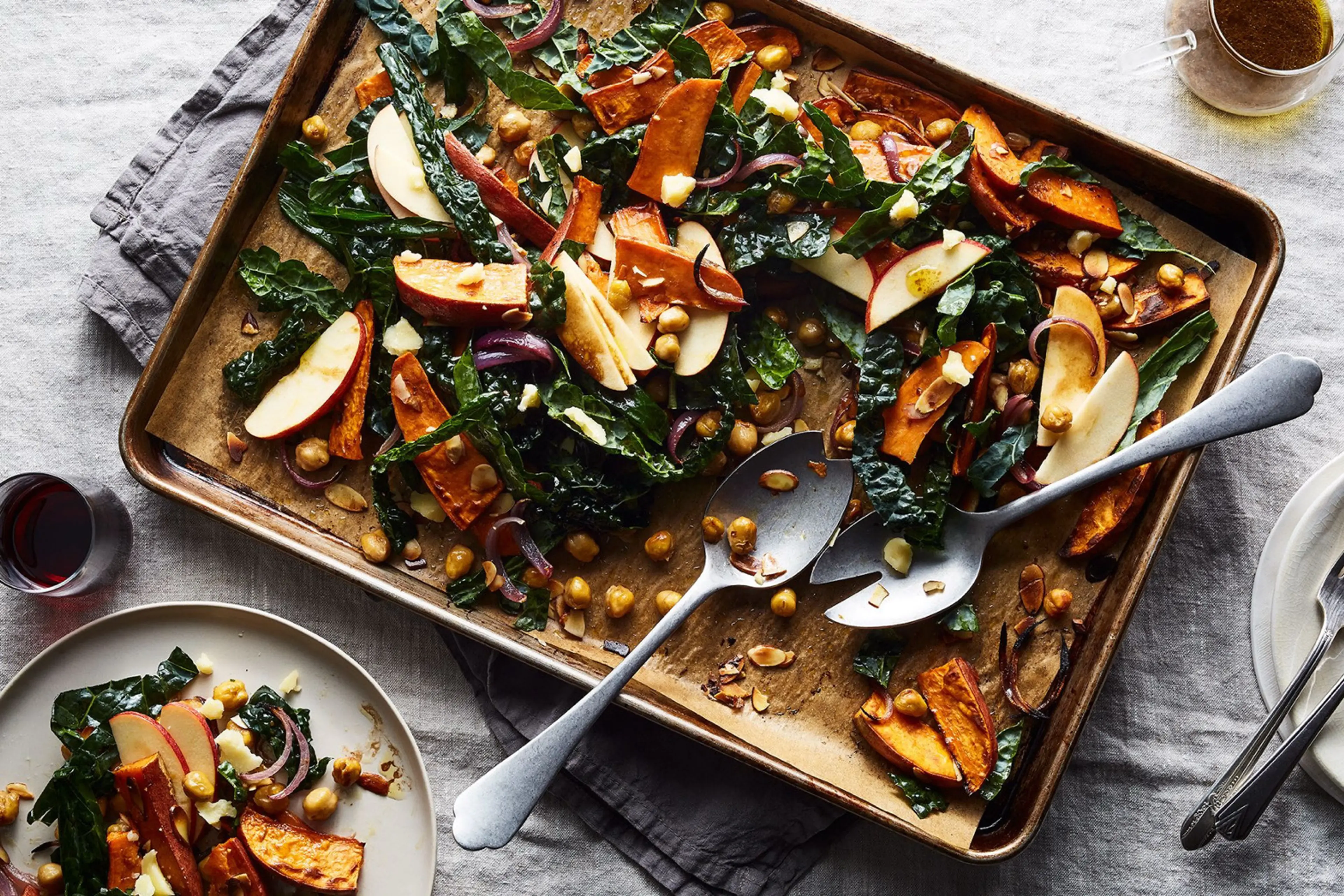 Roasted Sweet Potato, Chickpea & Kale Sheet-Pan Salad