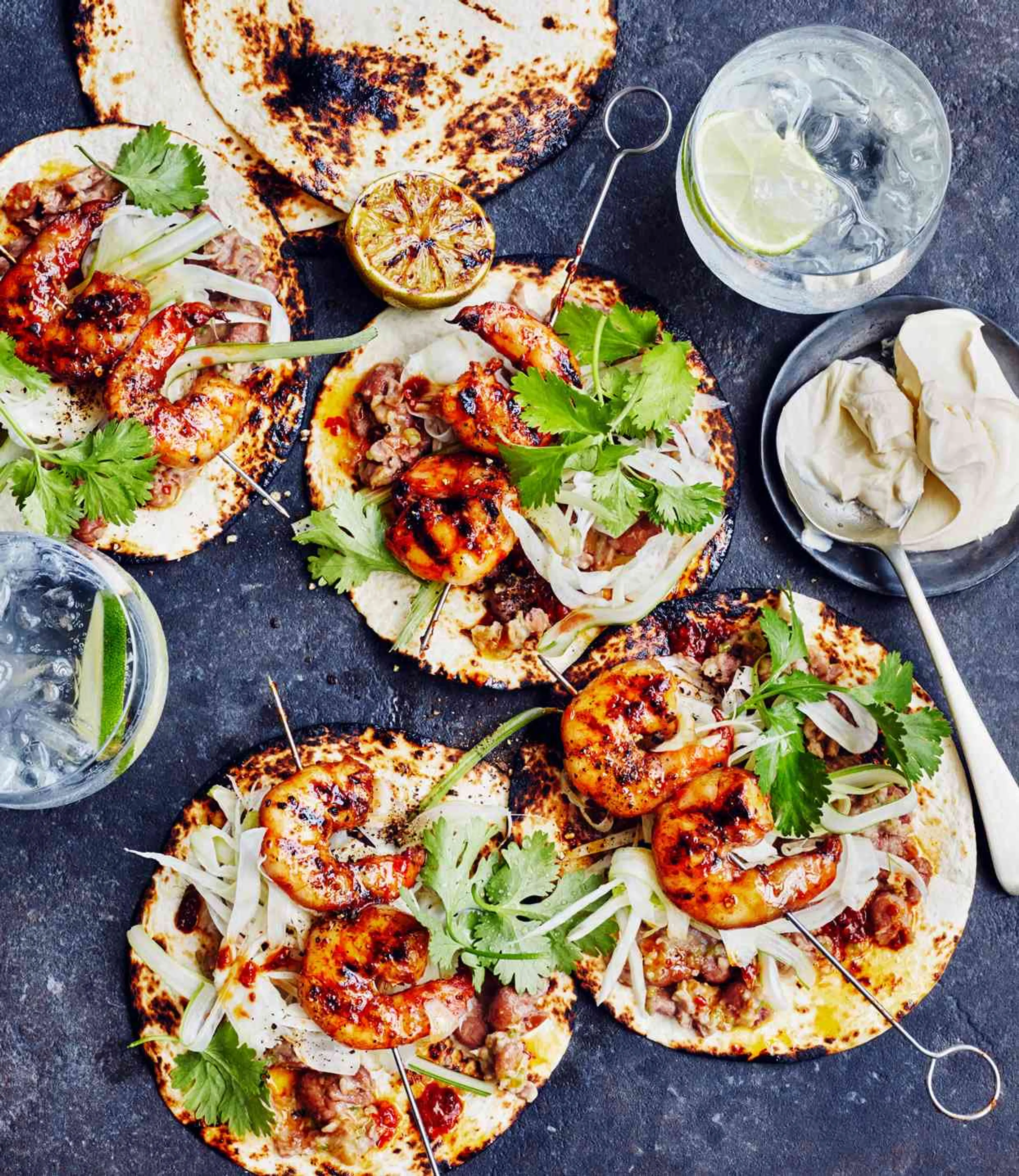 Chipotle-Shrimp Tacos With Fennel and Beans