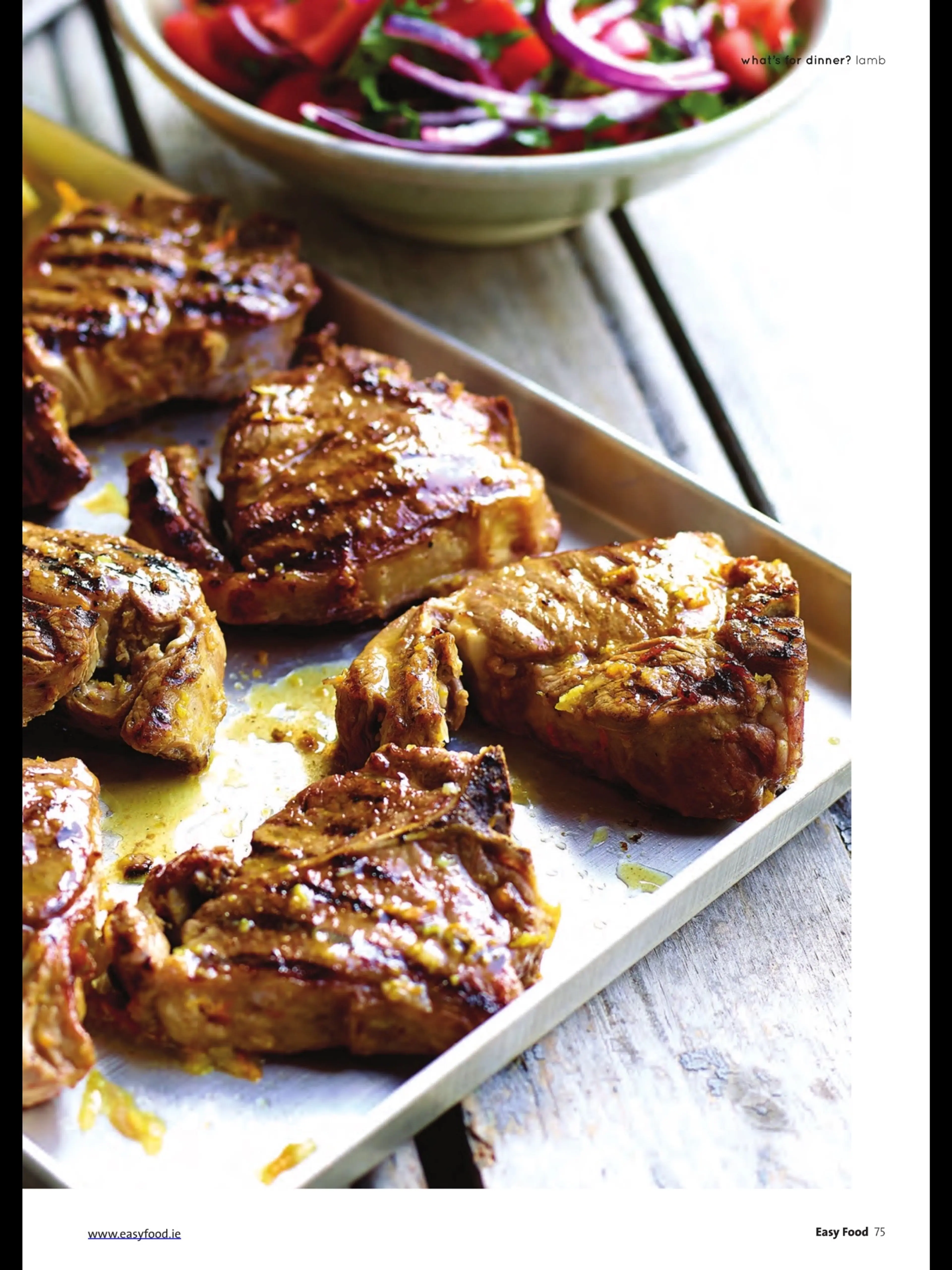 Citrus marinated lamb chops with Moroccan tomato salad