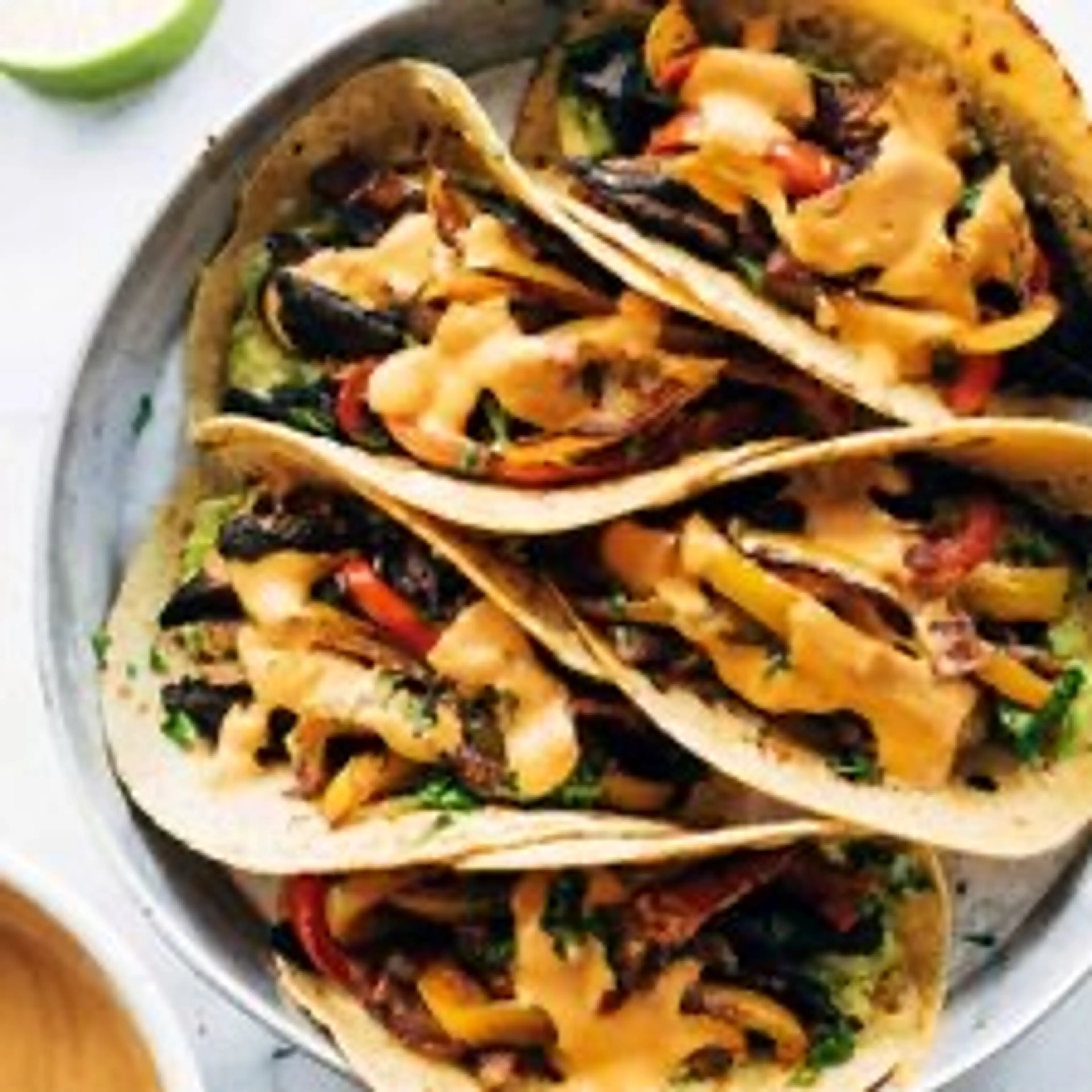 Vegan Pan Fajitas with Chipotle Queso