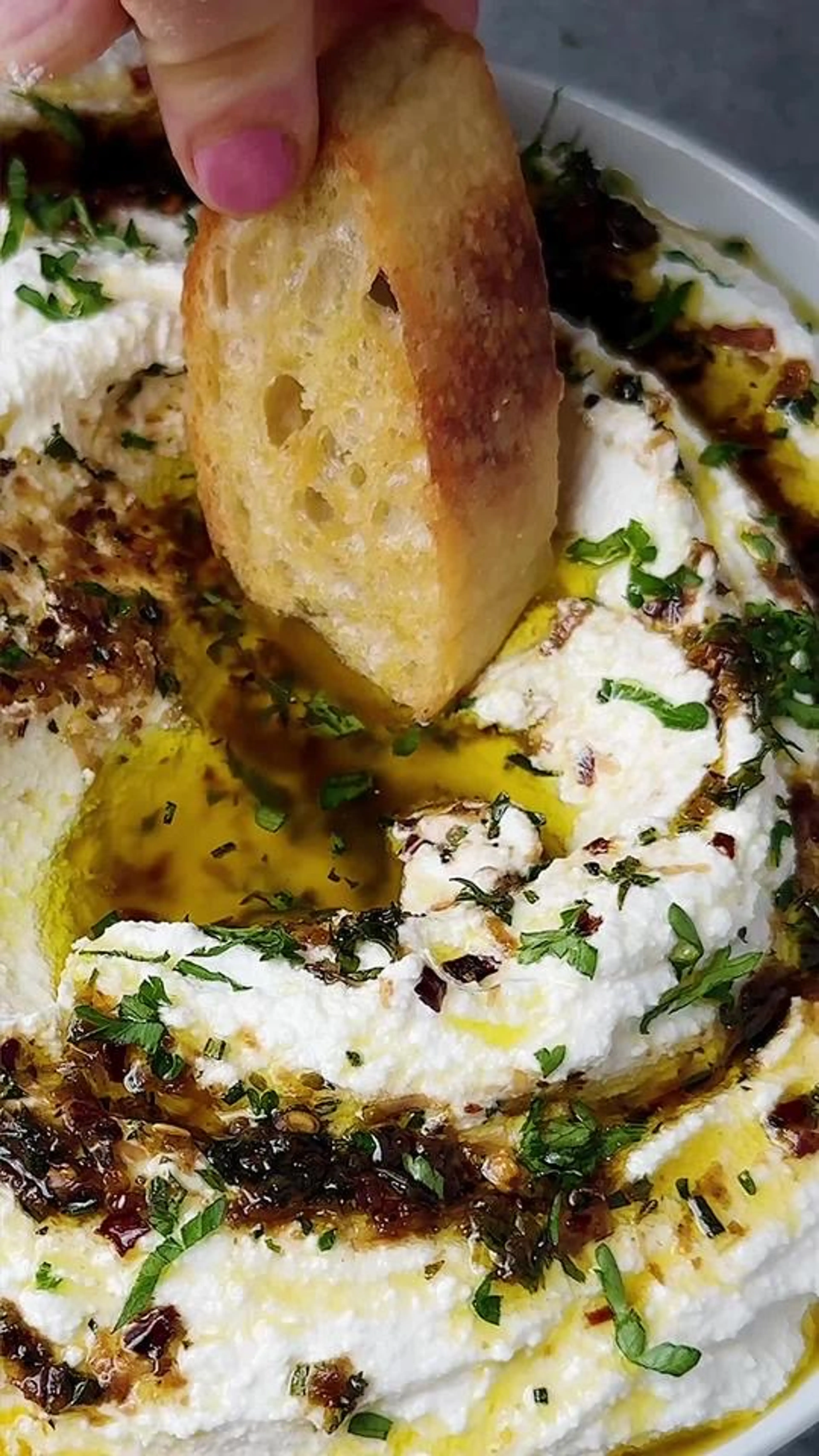 Whipped Ricotta with Garlic & Herb Dipping Oil!