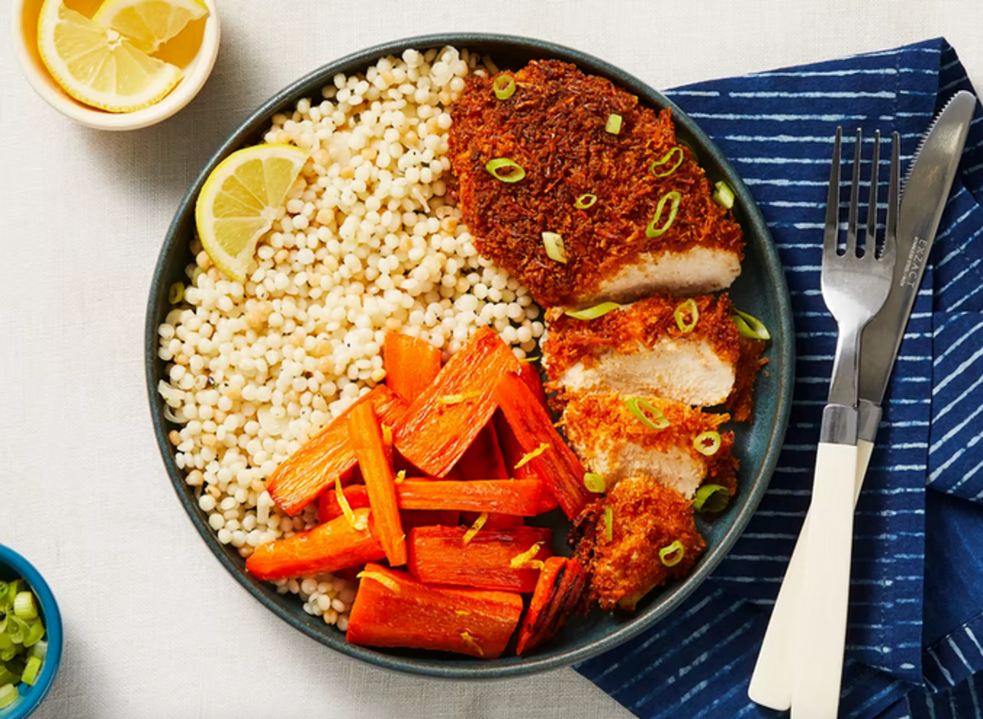 *Crispy Parmesan Chicken w Lemon Garlic Couscous HF