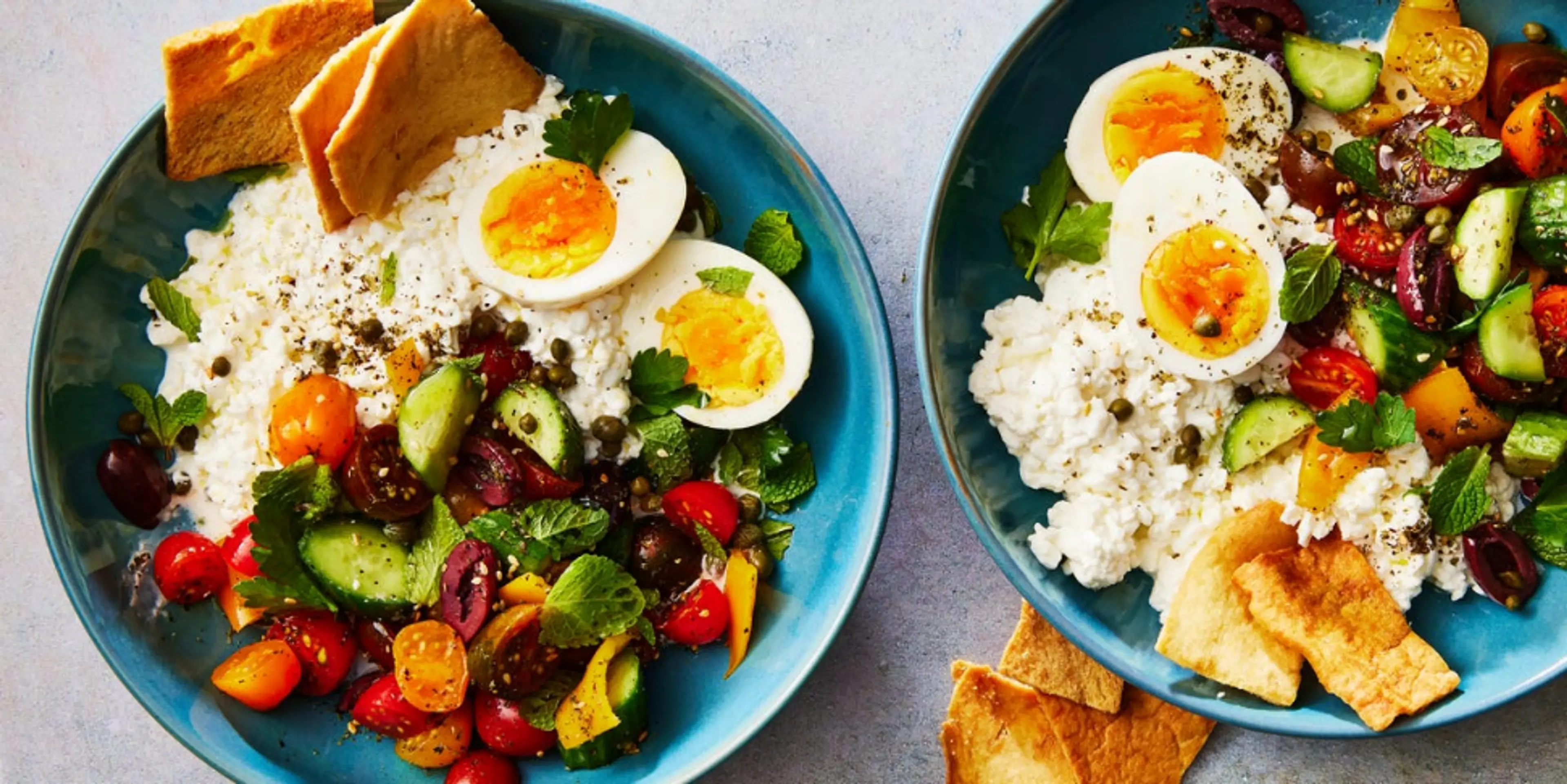 Greek Salad Cottage Cheese Bowl