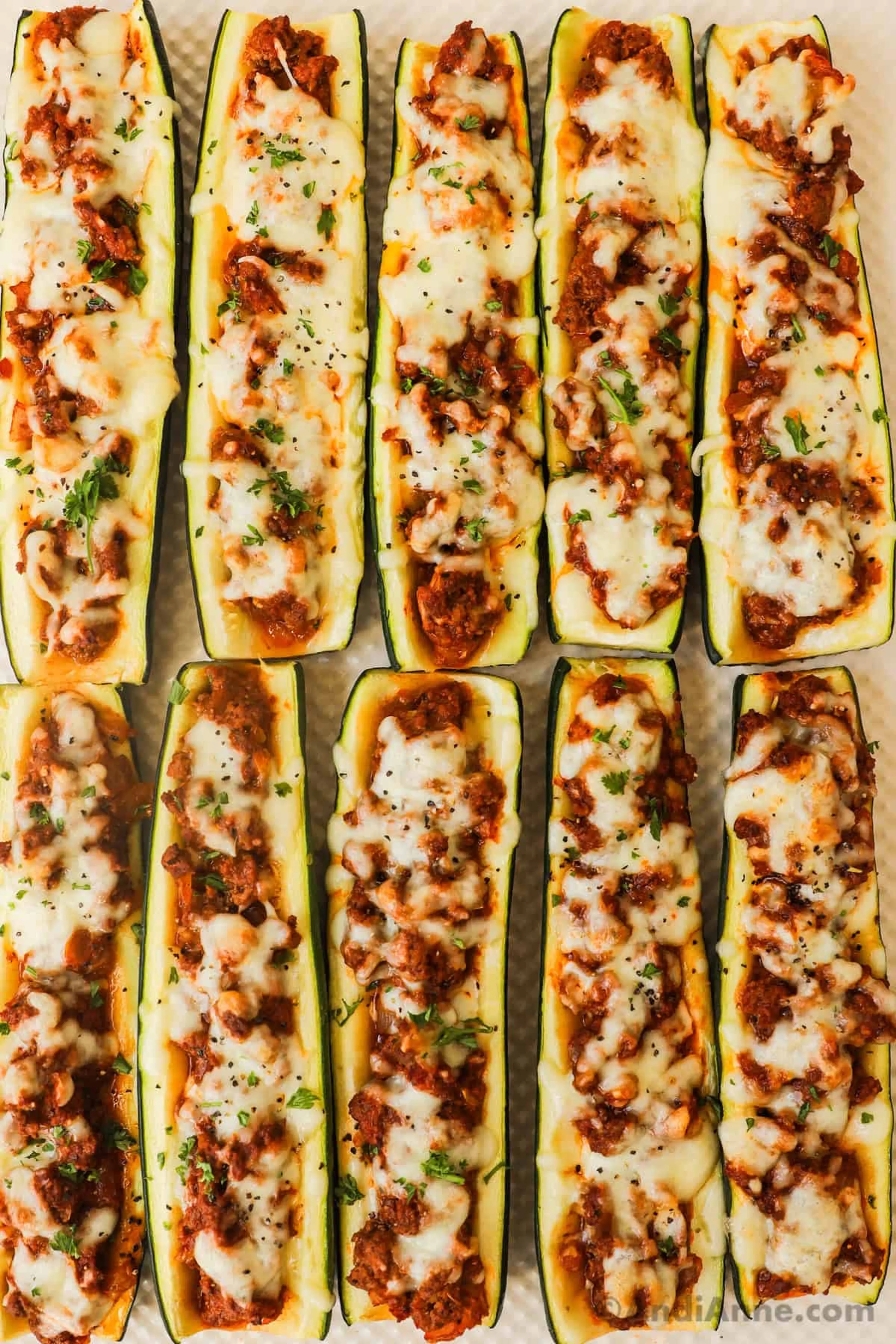 Ground Beef Stuffed Zucchini