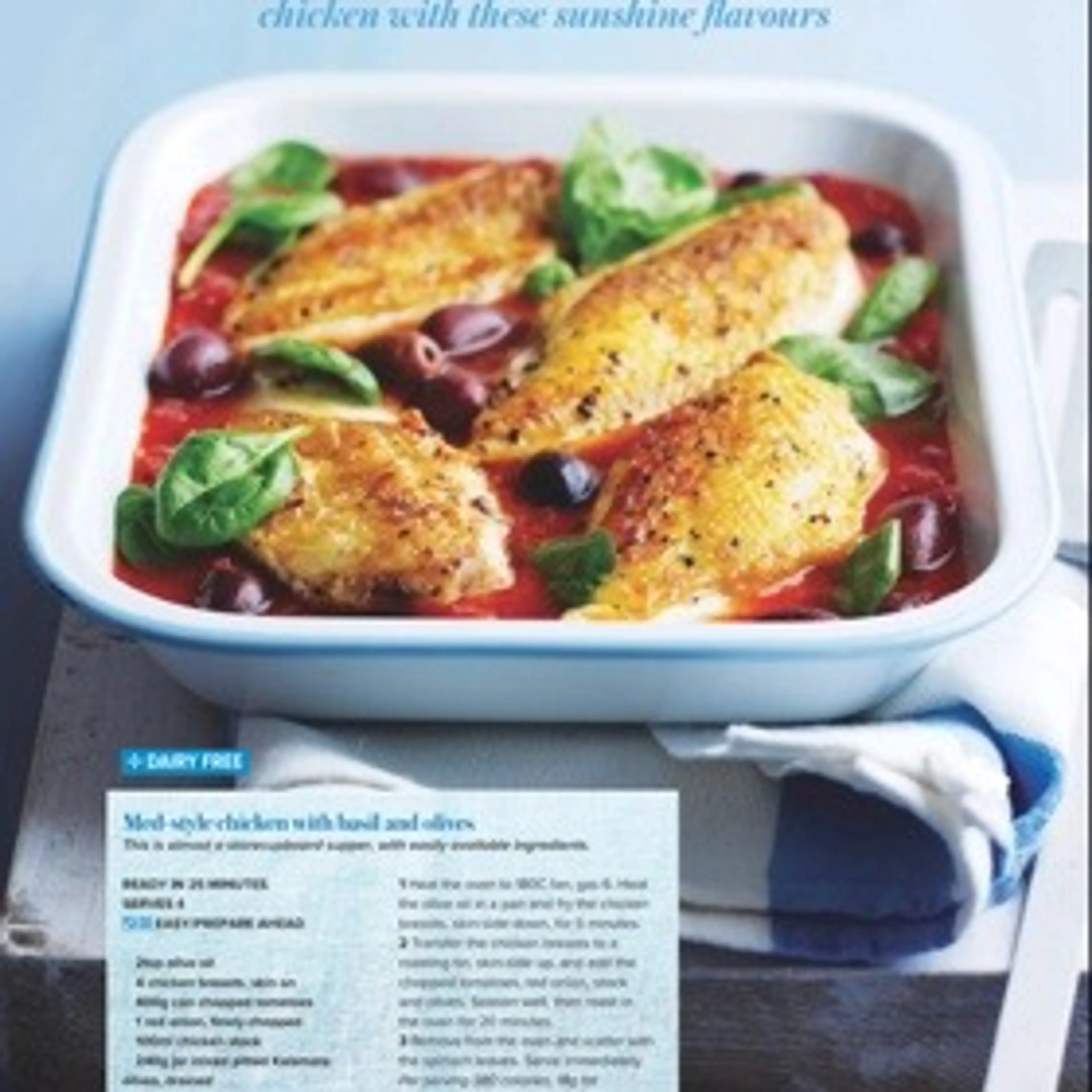Med-style chicken with basil and olives
