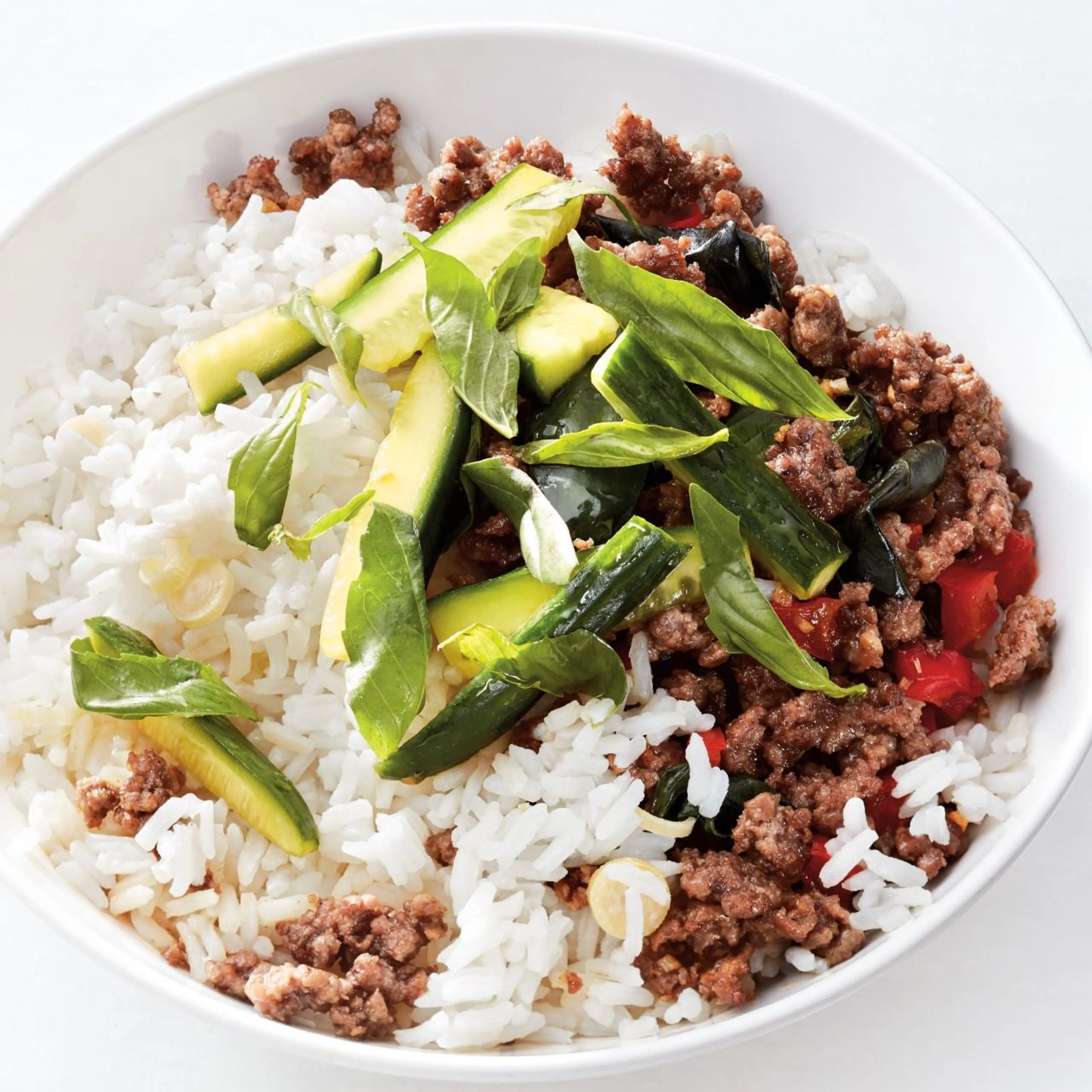 Thai Basil Beef with Coconut Rice