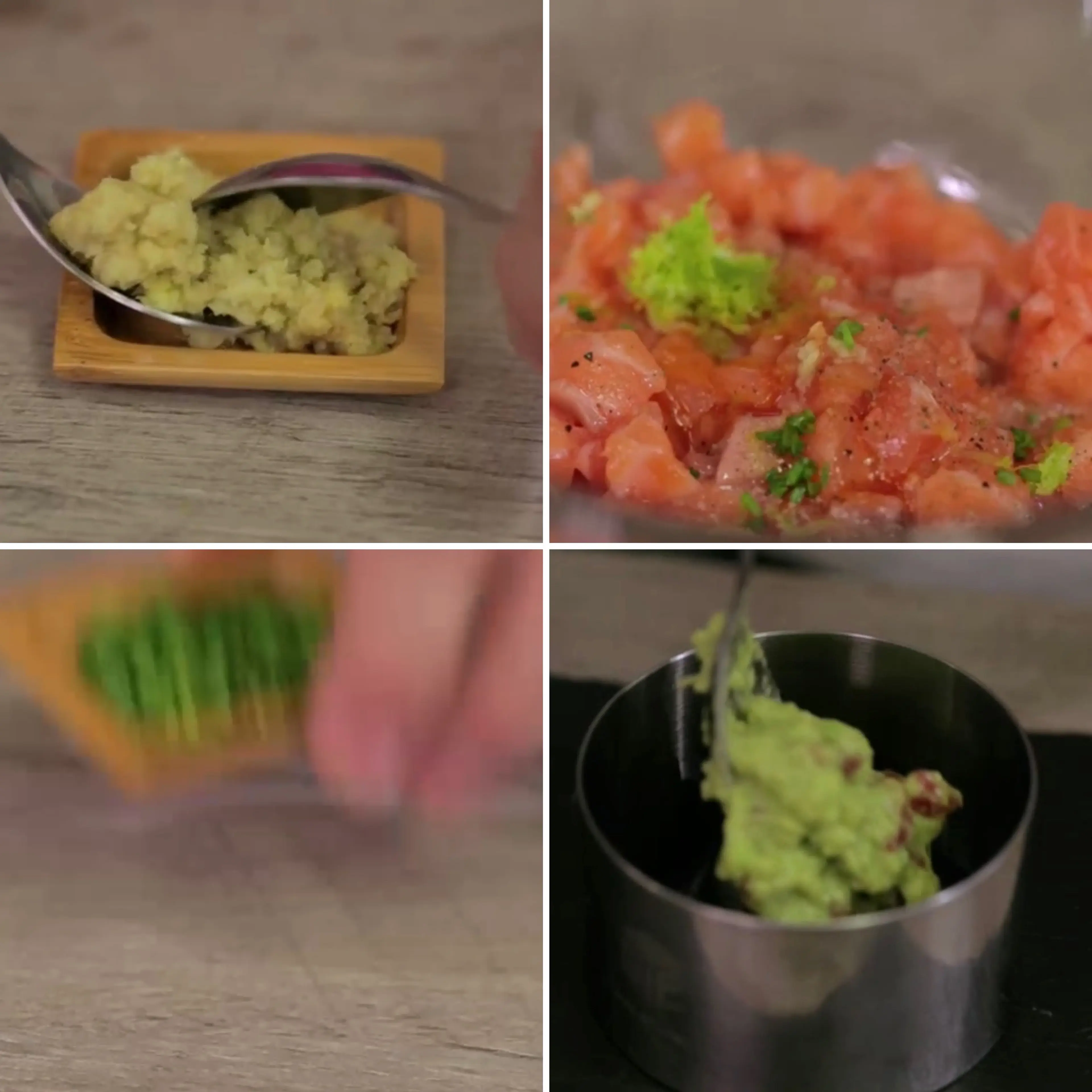 Tartare di salmone con crema di avocado e mandorle tostate