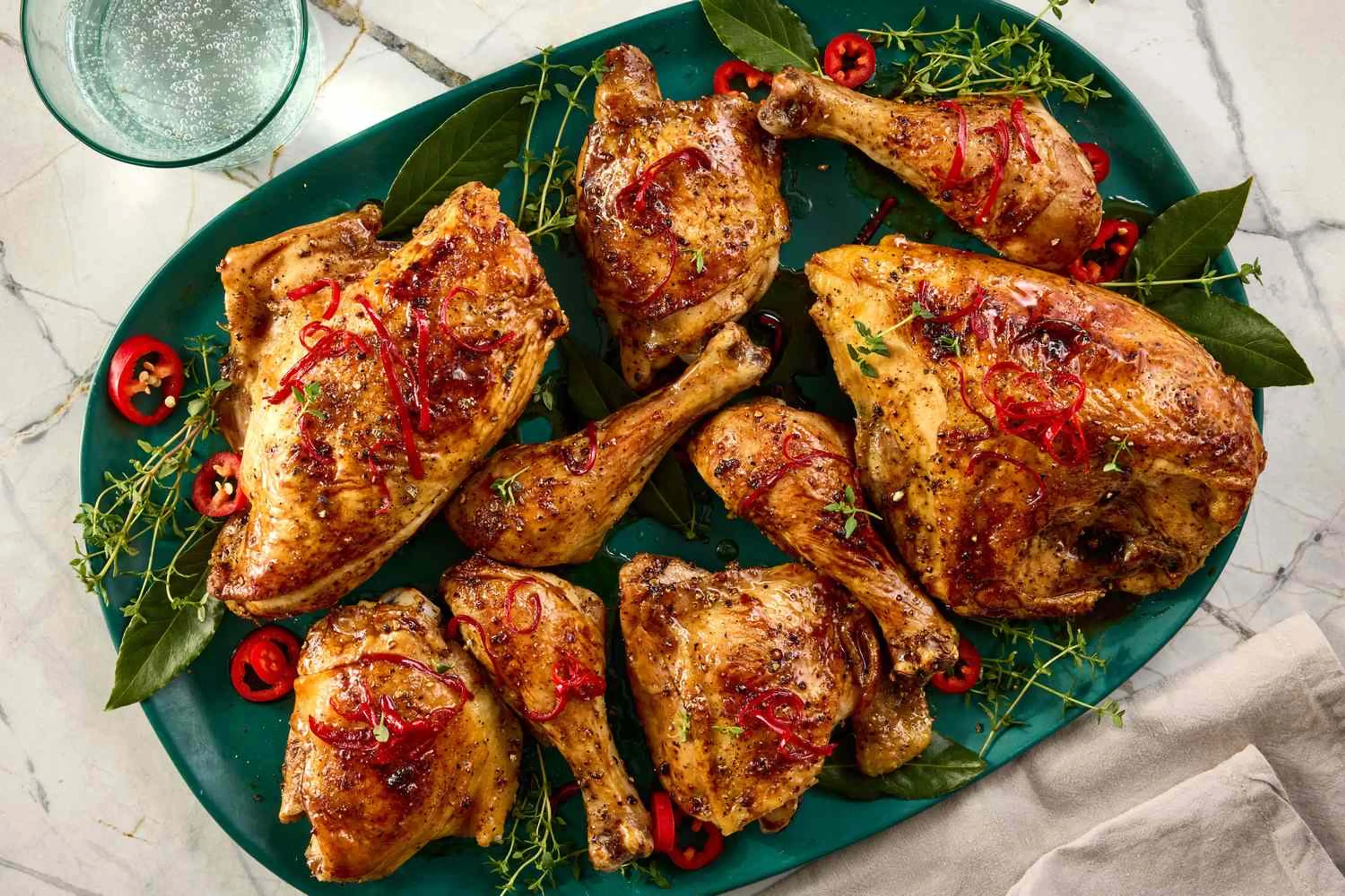 Sweet and Spicy Roast Chicken with Chiles and Thyme