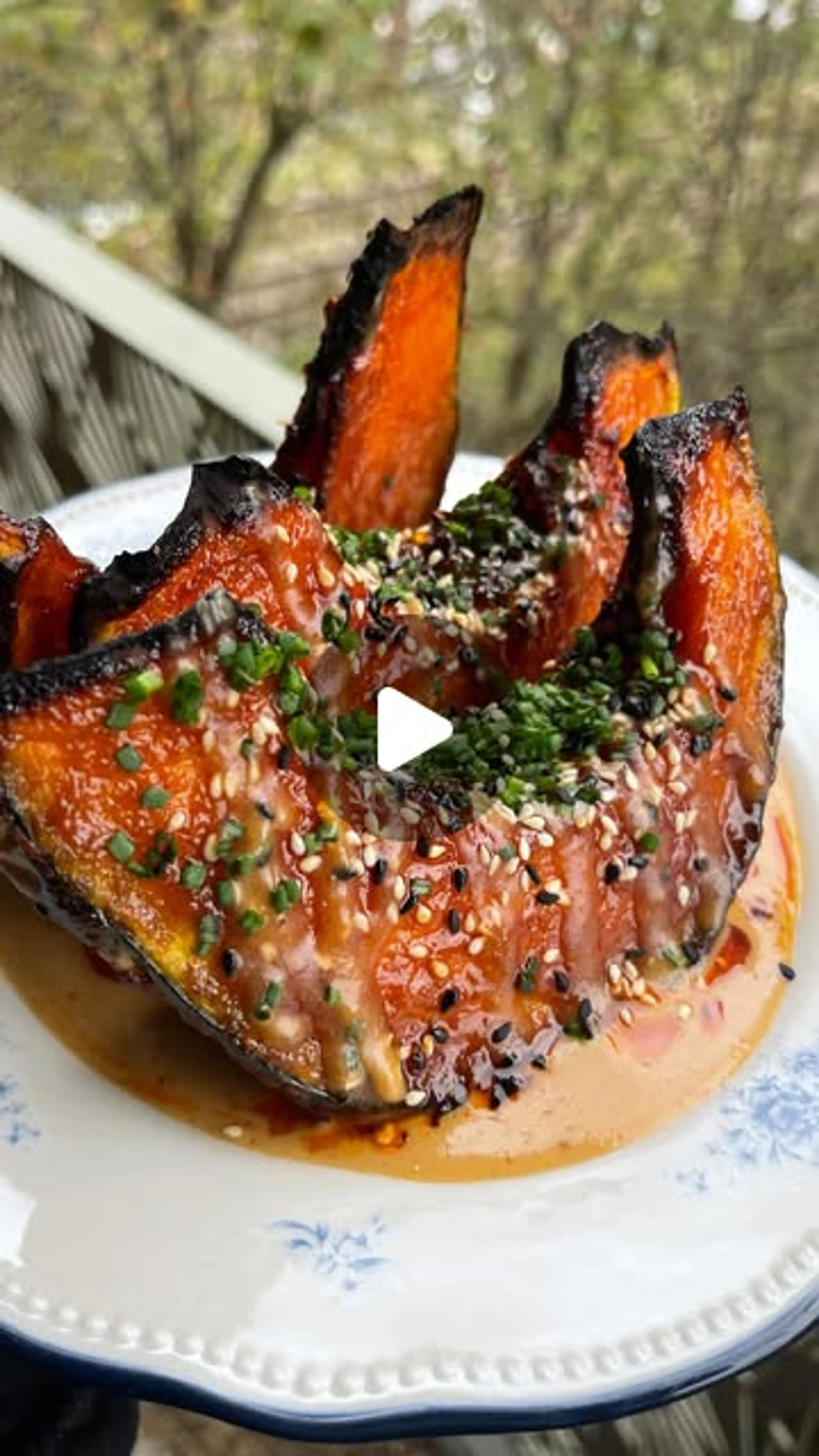 Soy Glazed pumpkin With Peanut Lime Sauce