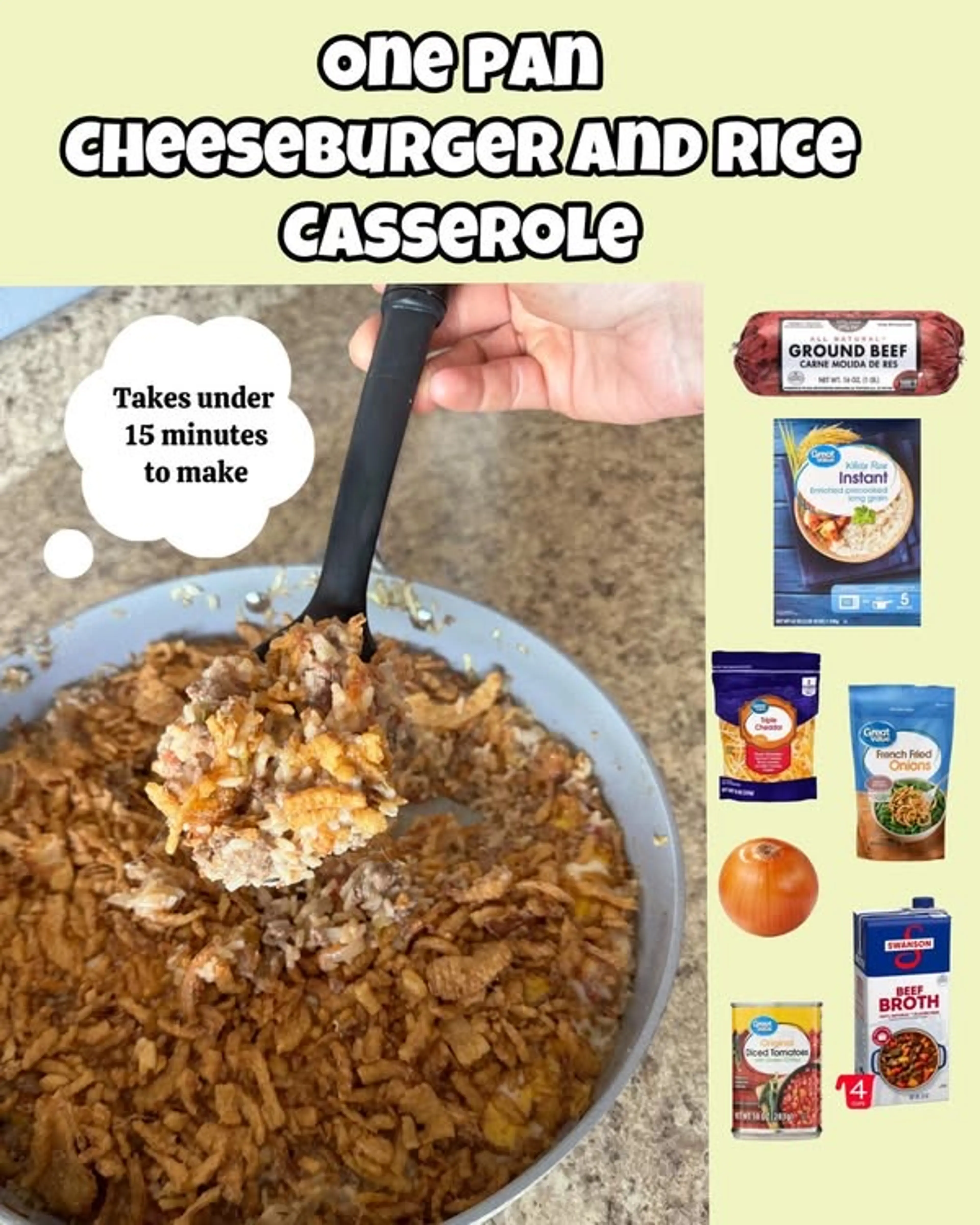One Pan Cheeseburger and Rice Casserole