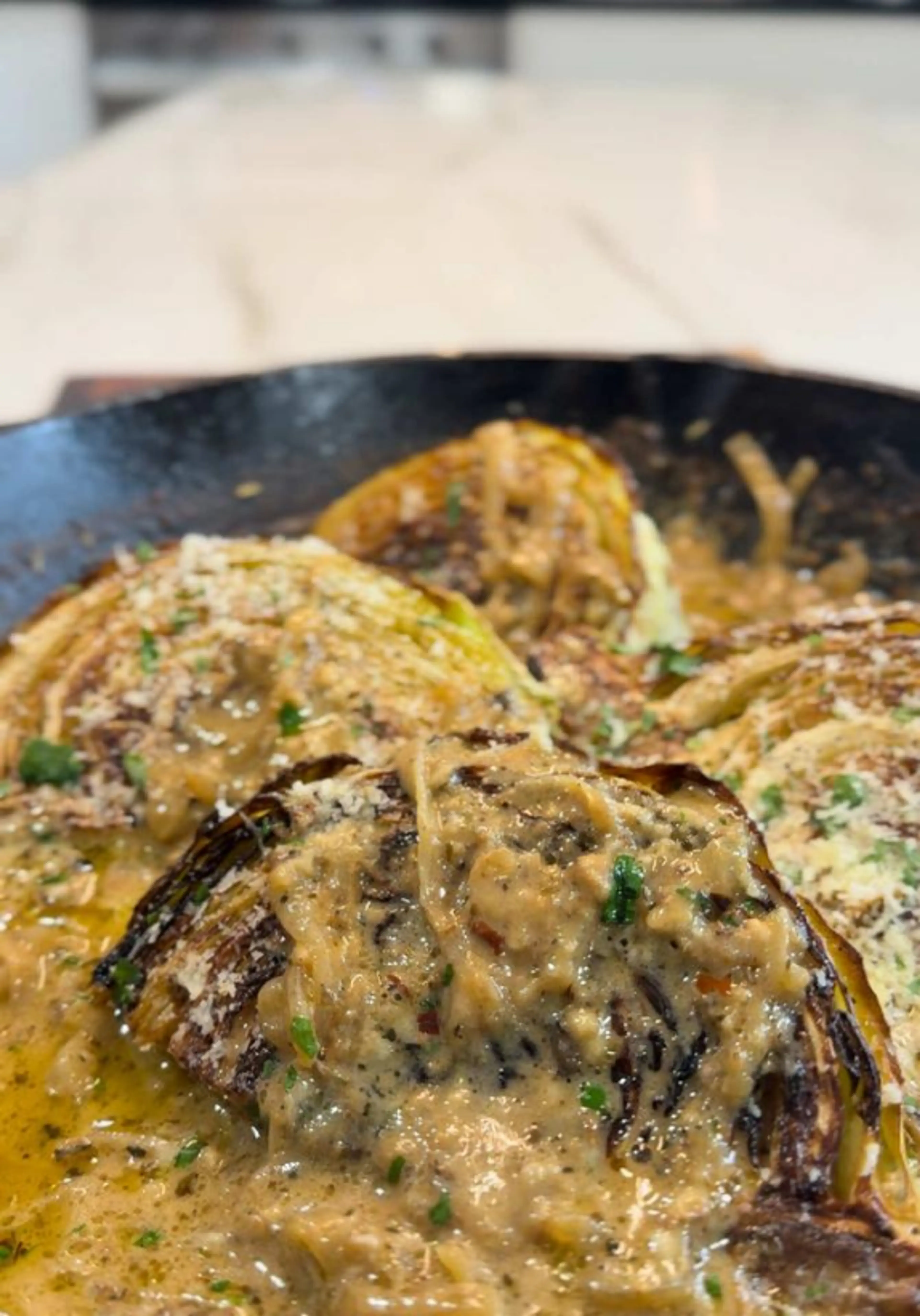 Garlic Parm Melting Cabbage