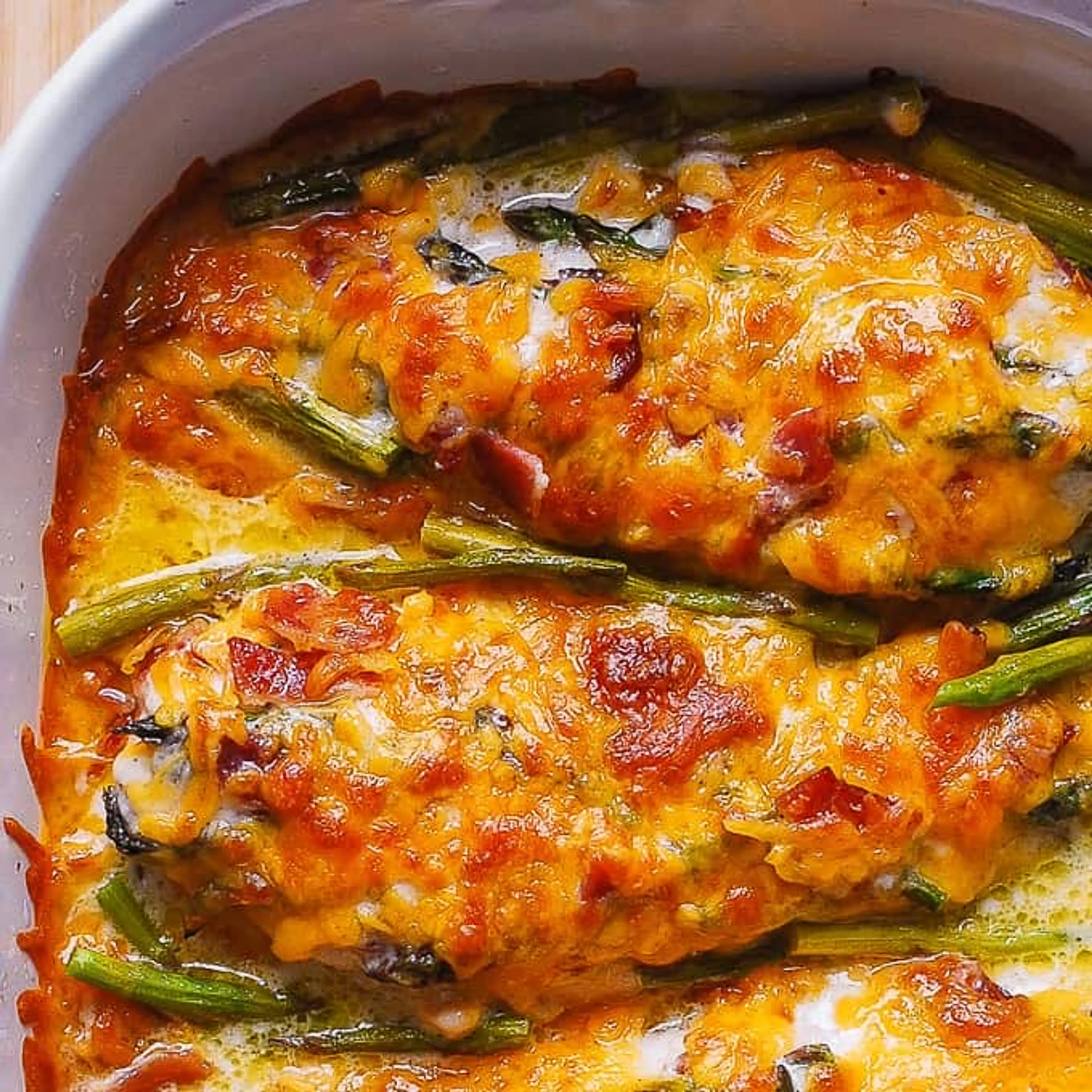 One-Pan Asparagus Chicken Bake with Bacon and Ranch