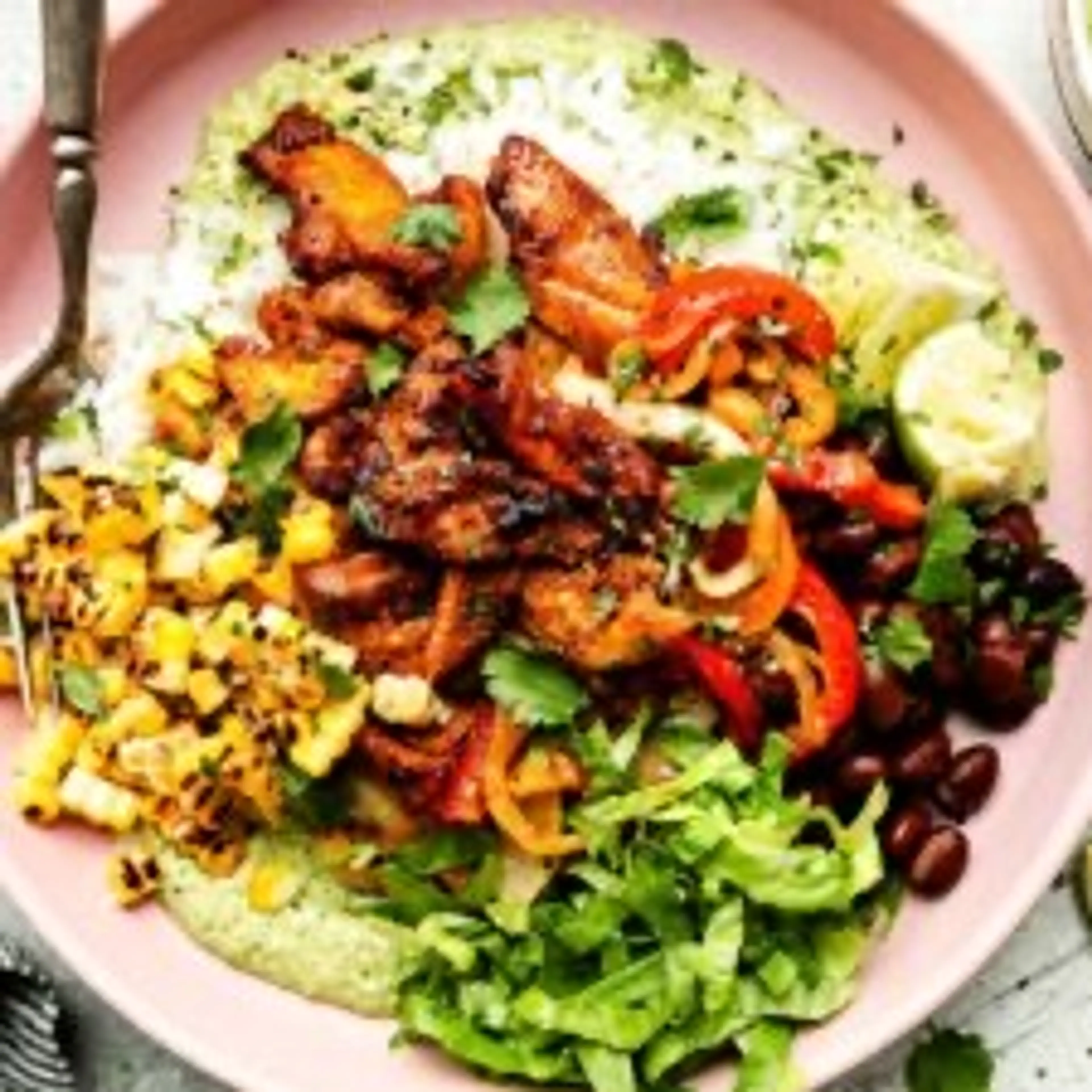 30-Minute Chicken Fajita Bowls with Avocado Crema