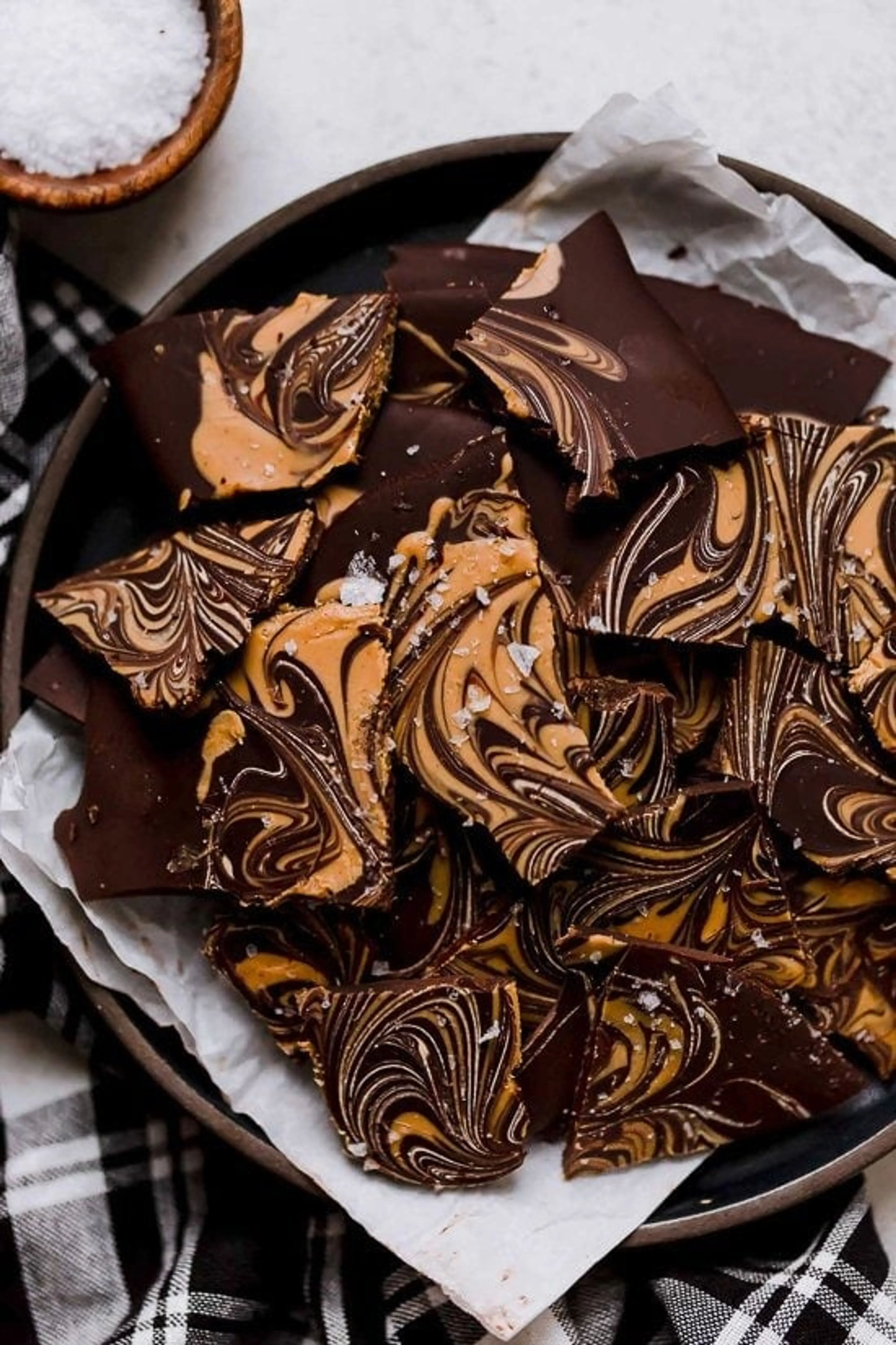 Dark Chocolate Peanut Butter Swirl Bark