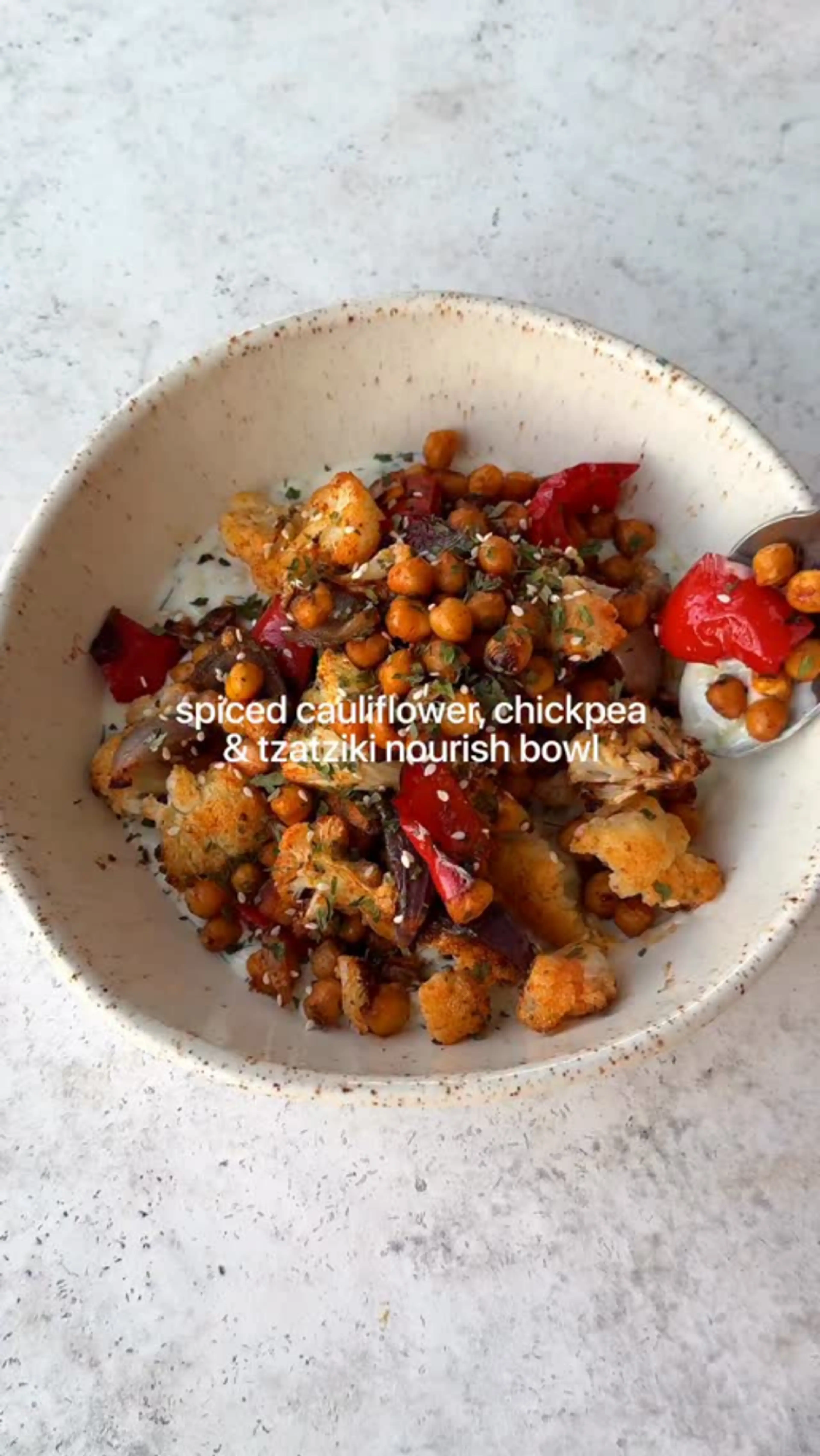 Spiced Cauliflower, Chickpea & Tiziki Bowl