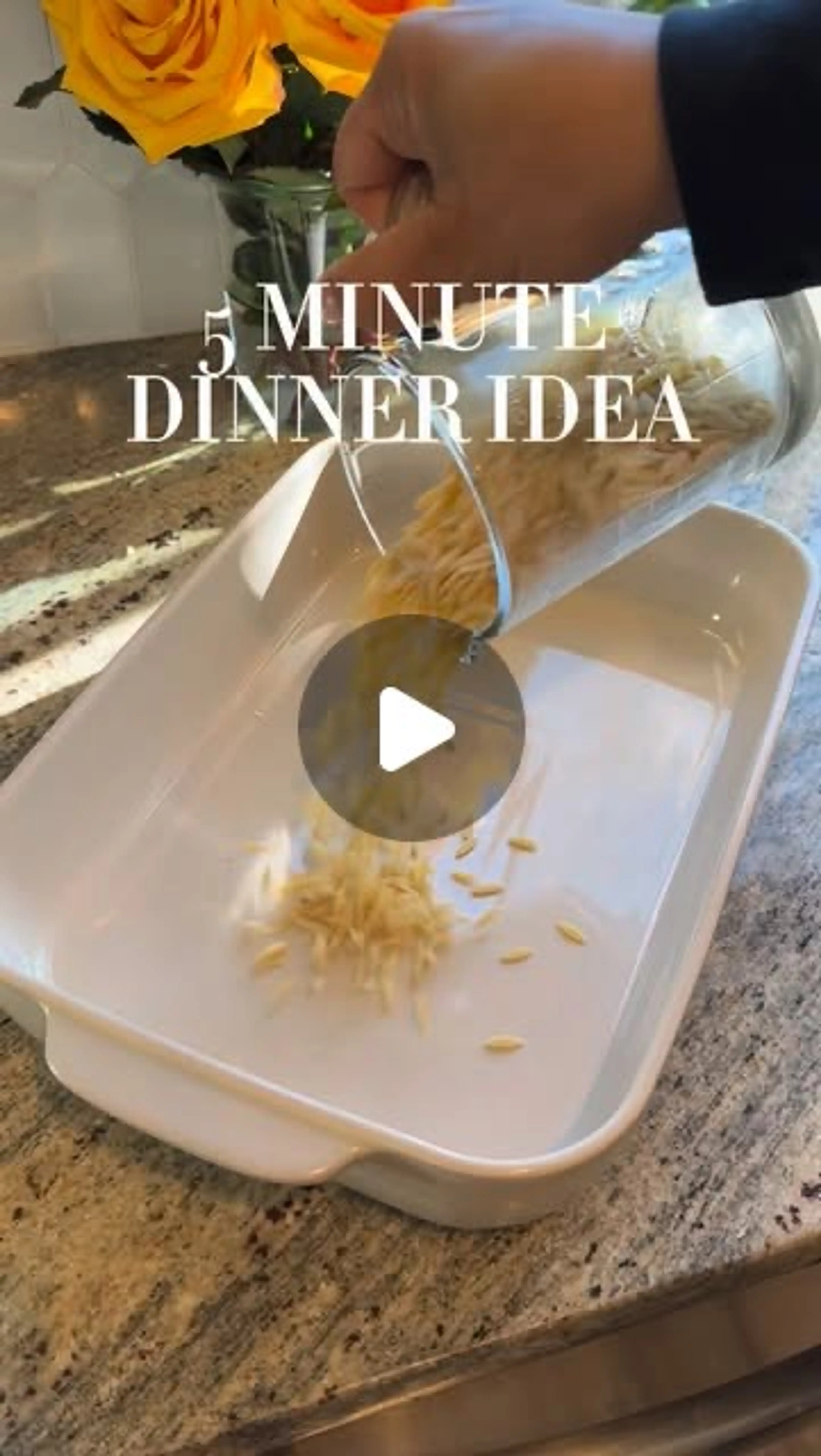 5 Minute Dinner Idea: Creamy Lemon Chicken Thigh Orzo Bake