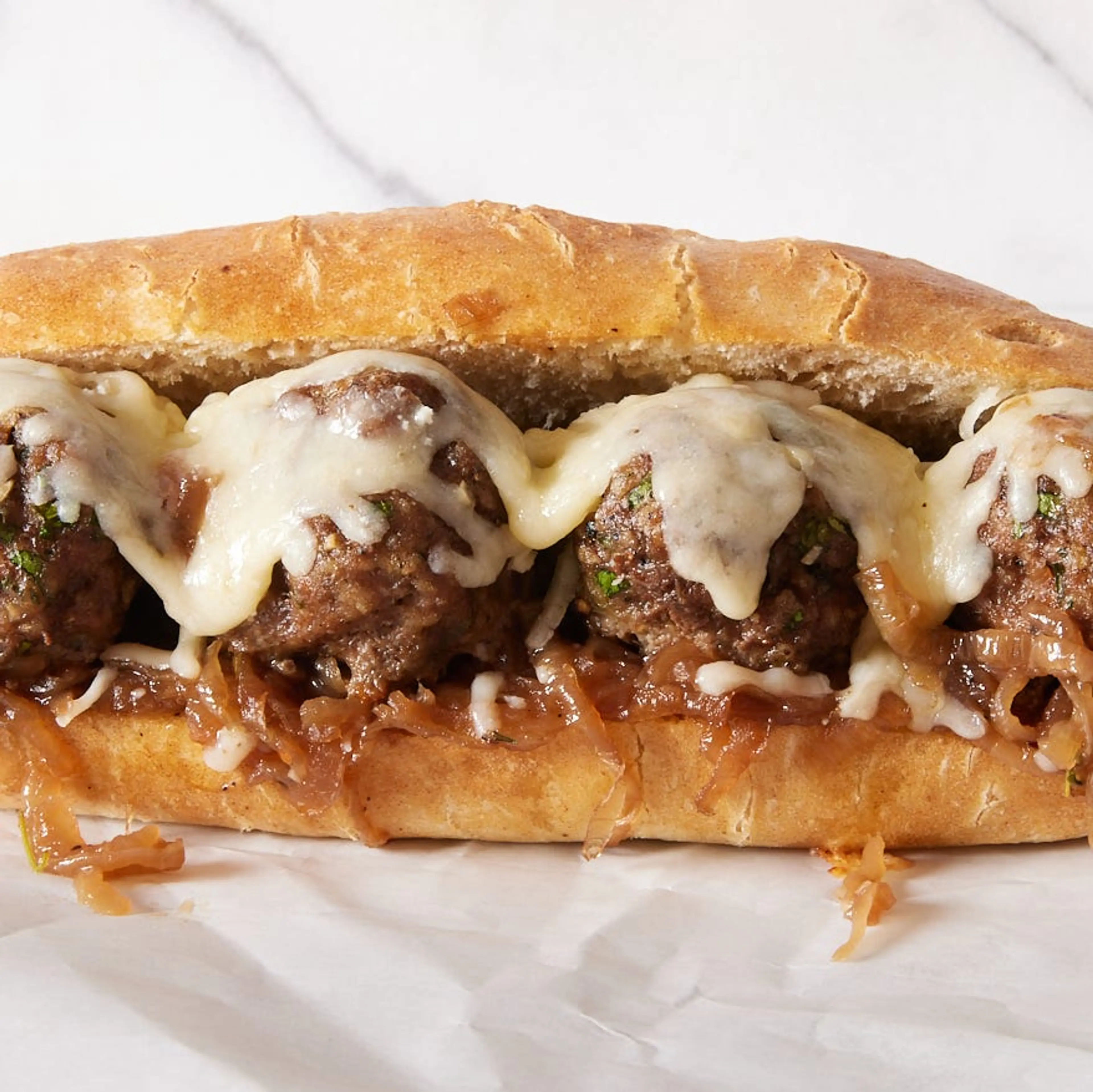 French Onion Meatball Sub