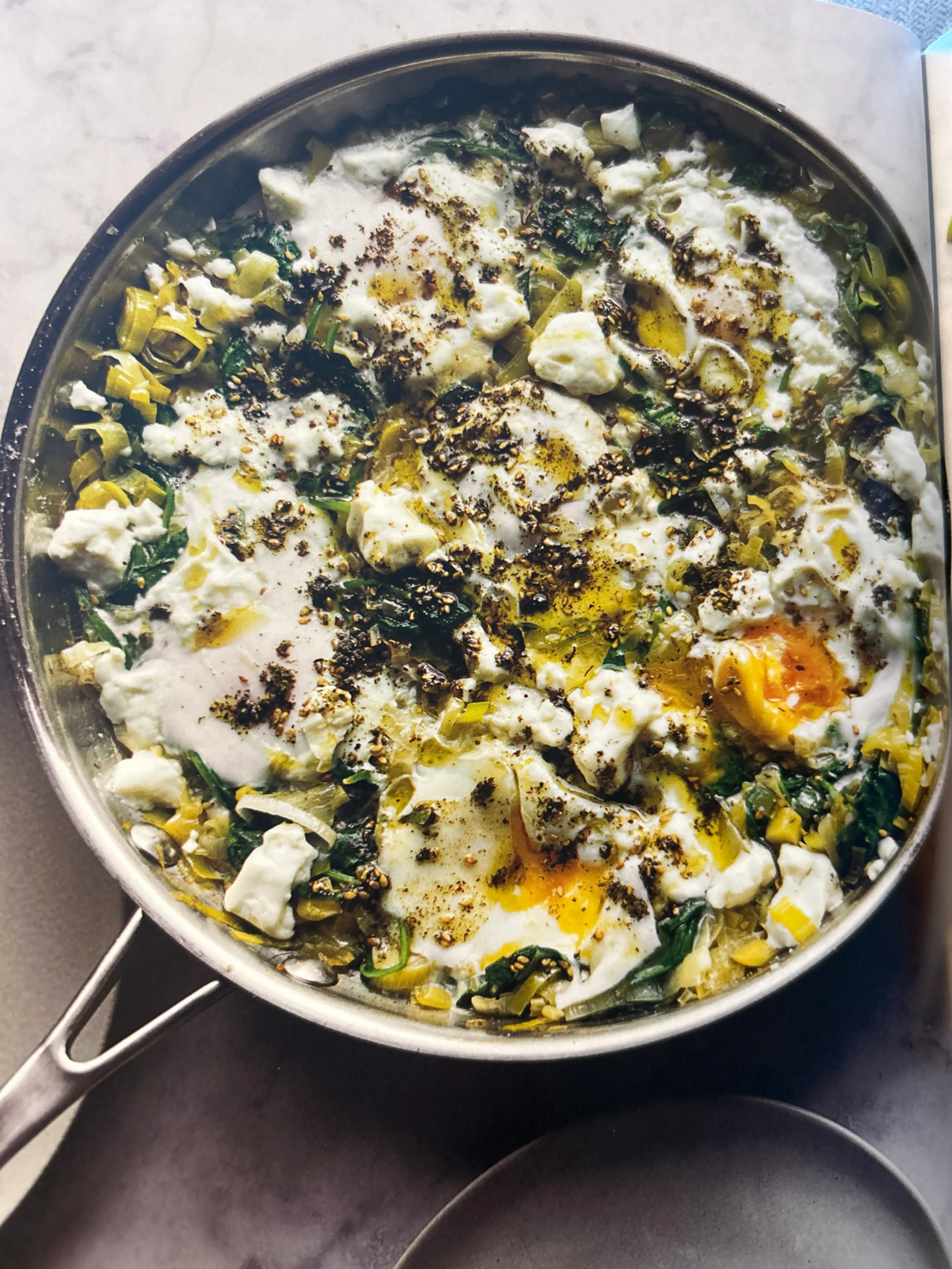 Braised Eggs with Leek and Za'atar