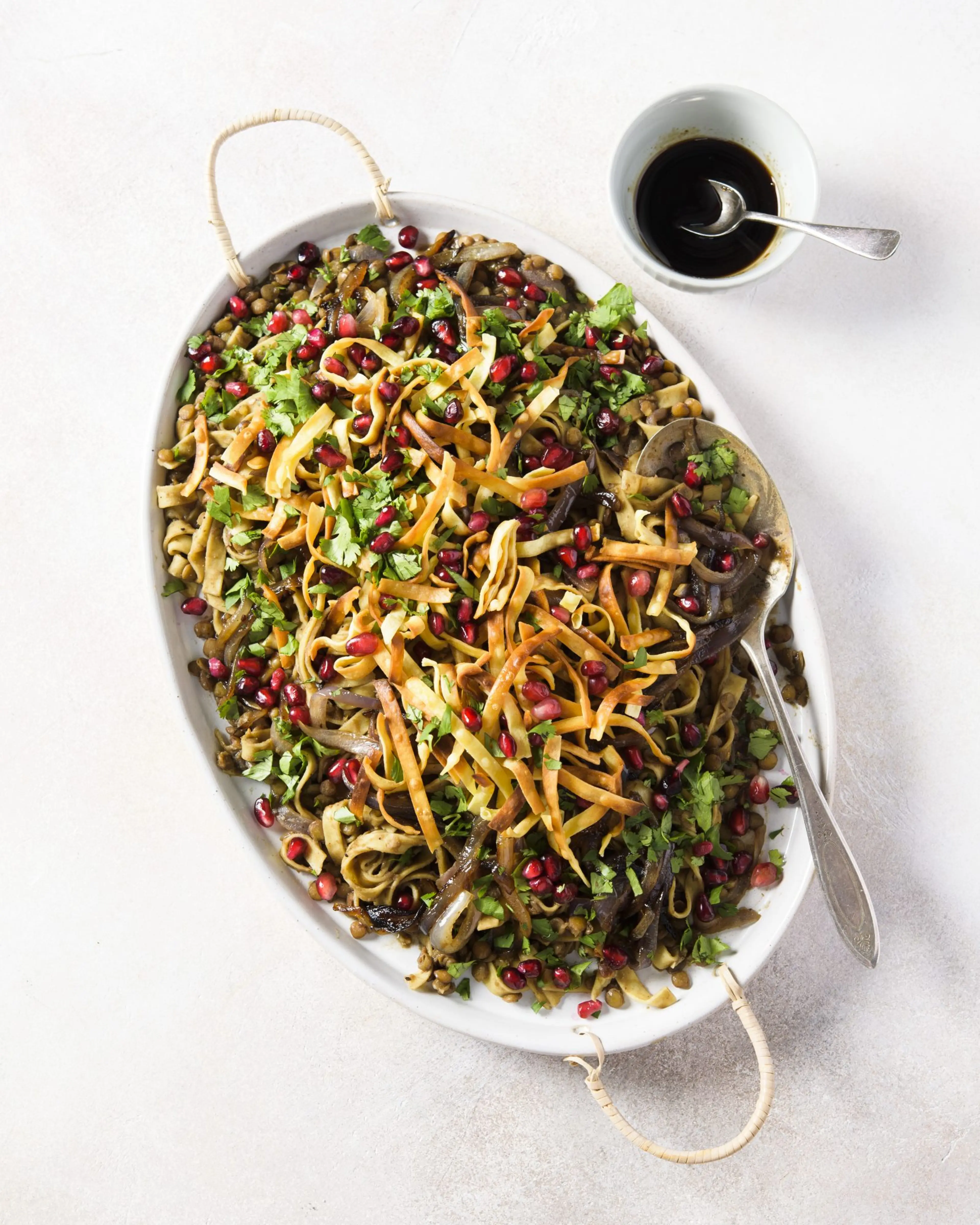 Syrian-Style Pasta and Lentils with Pomegranate Molasses