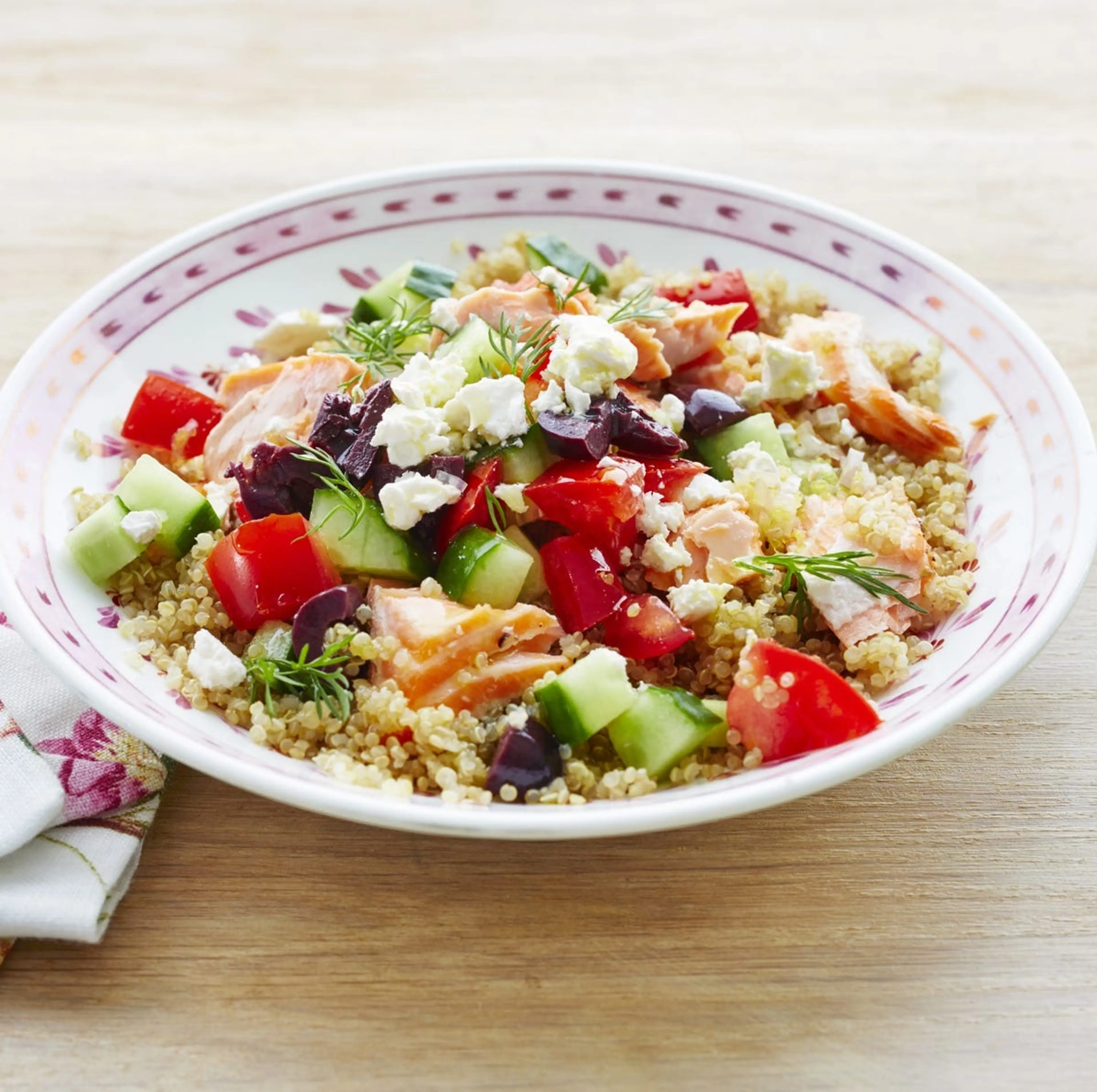 Mediterranean Salmon-Veggie Grain Bowl