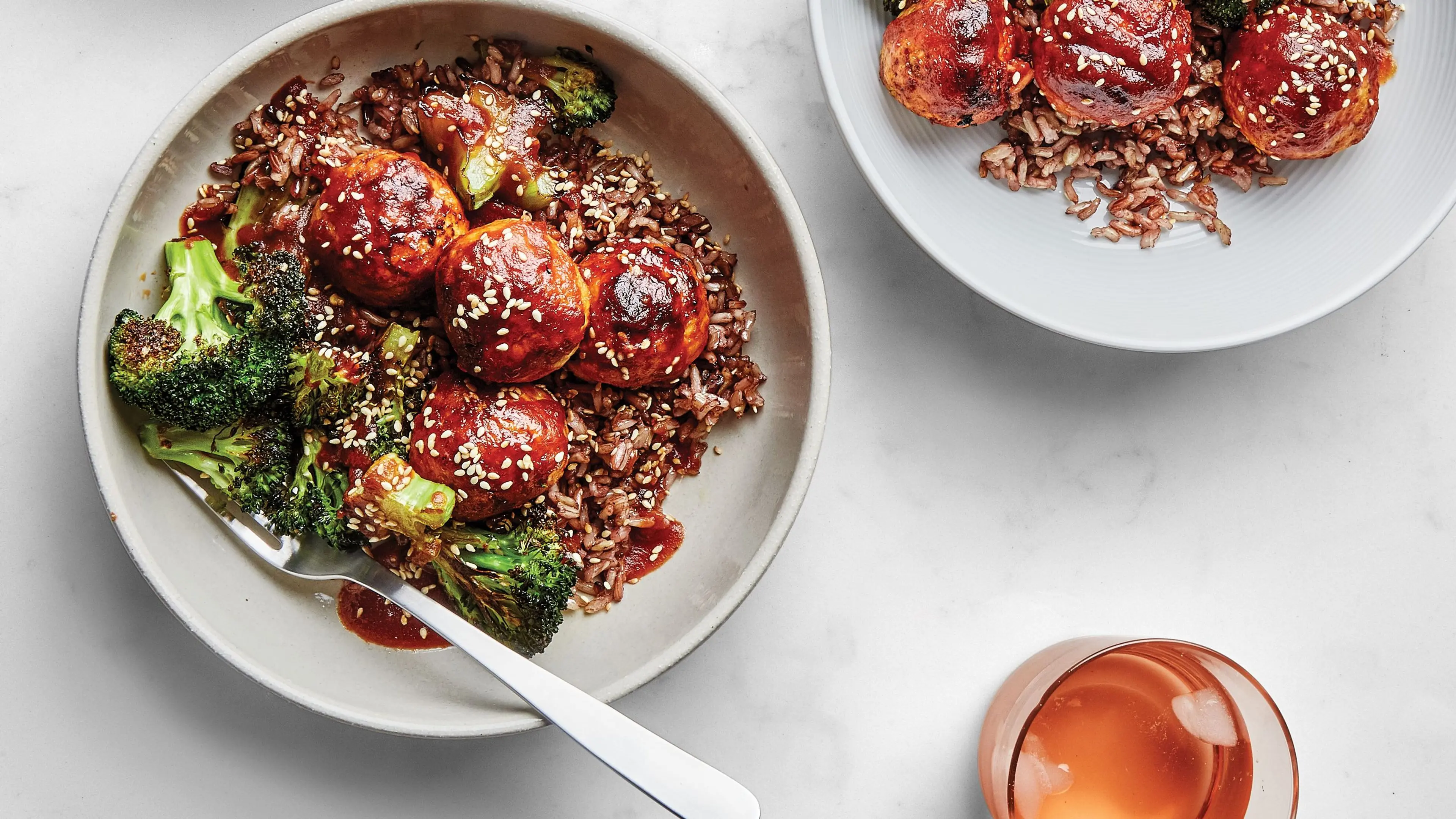 Sheet-Pan Chicken Meatballs and Charred Broccoli