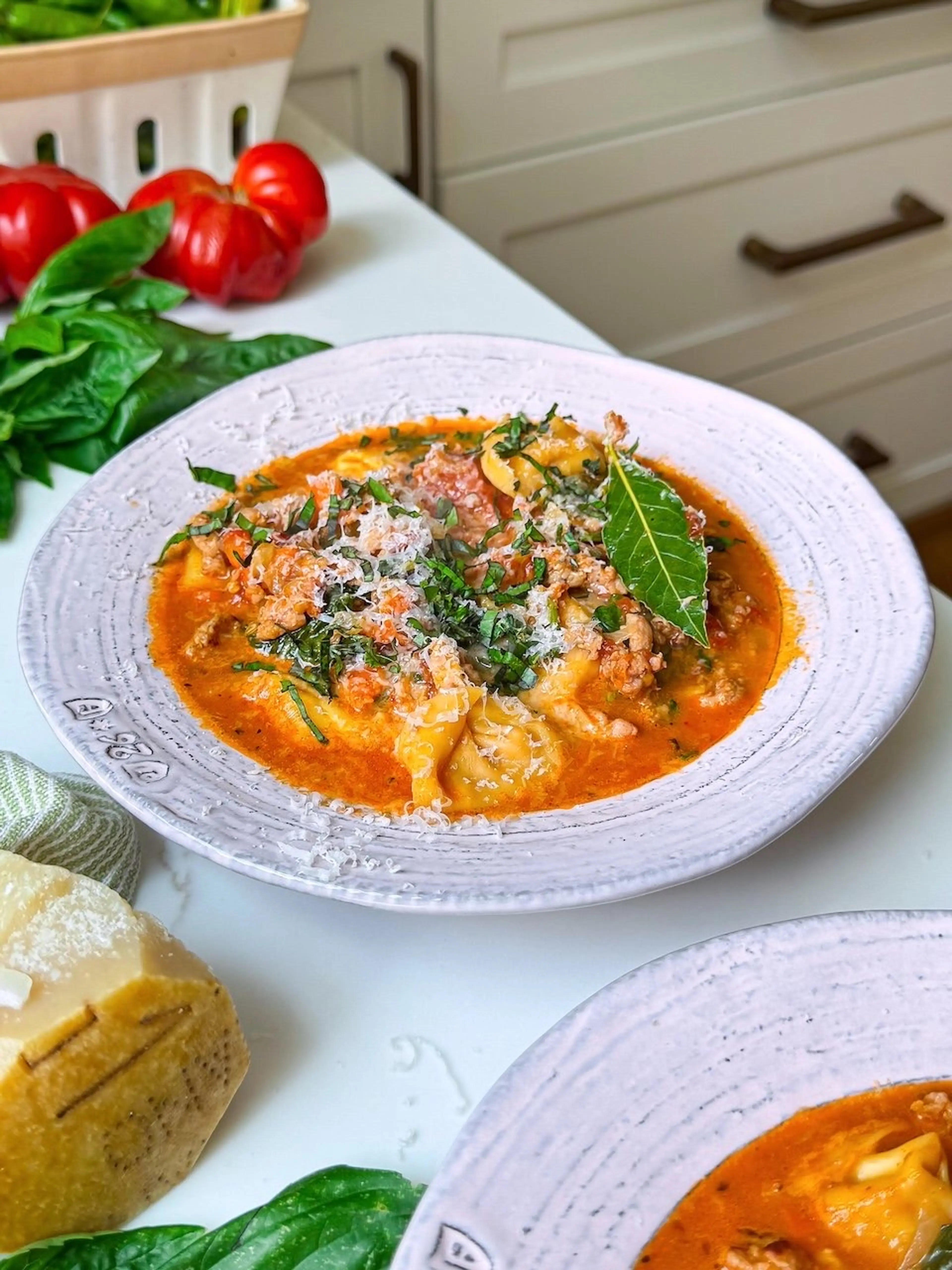 Creamy Chicken Sausage & Tortellini Soup