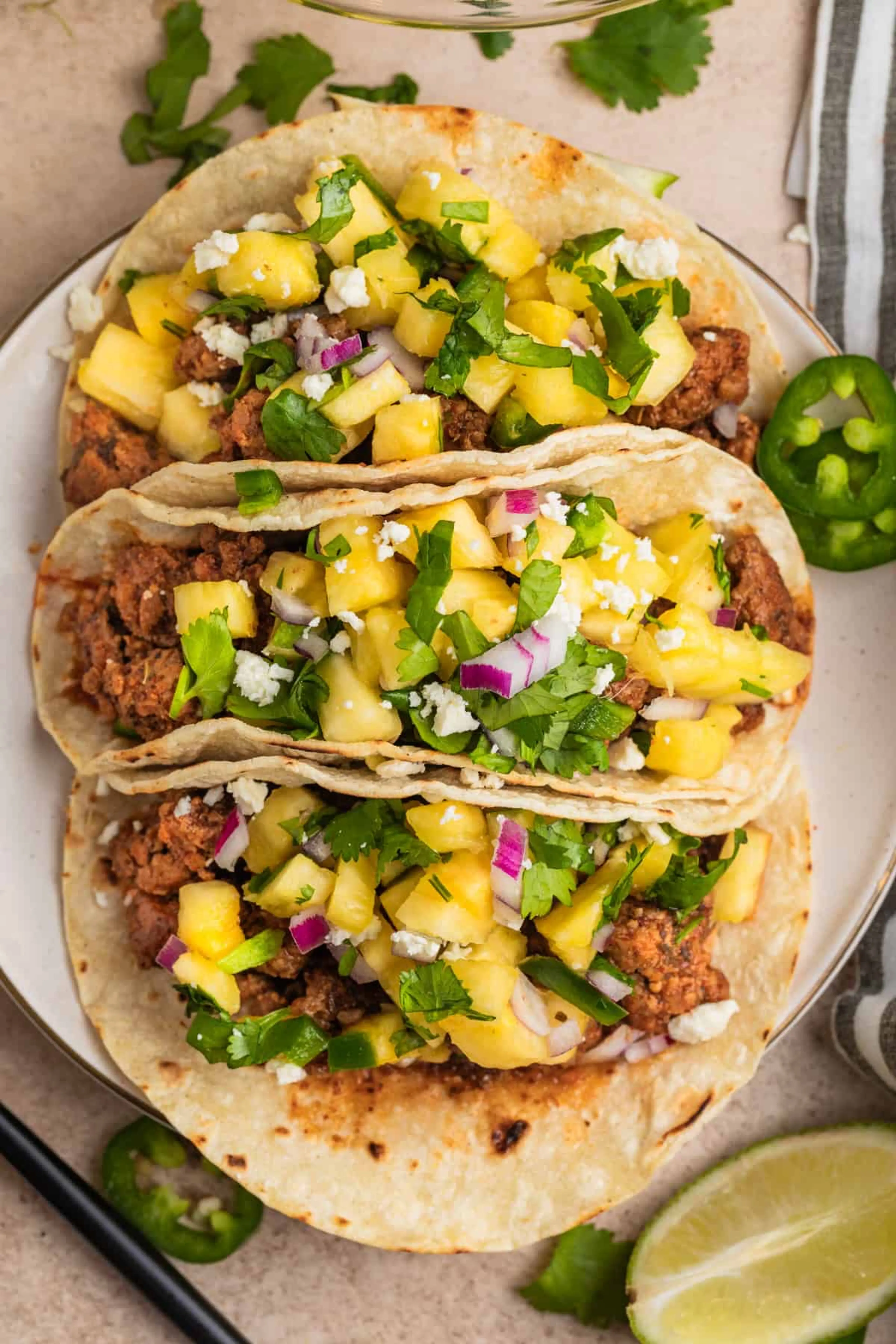 Ground Pork Tacos with Pineapple Salsa