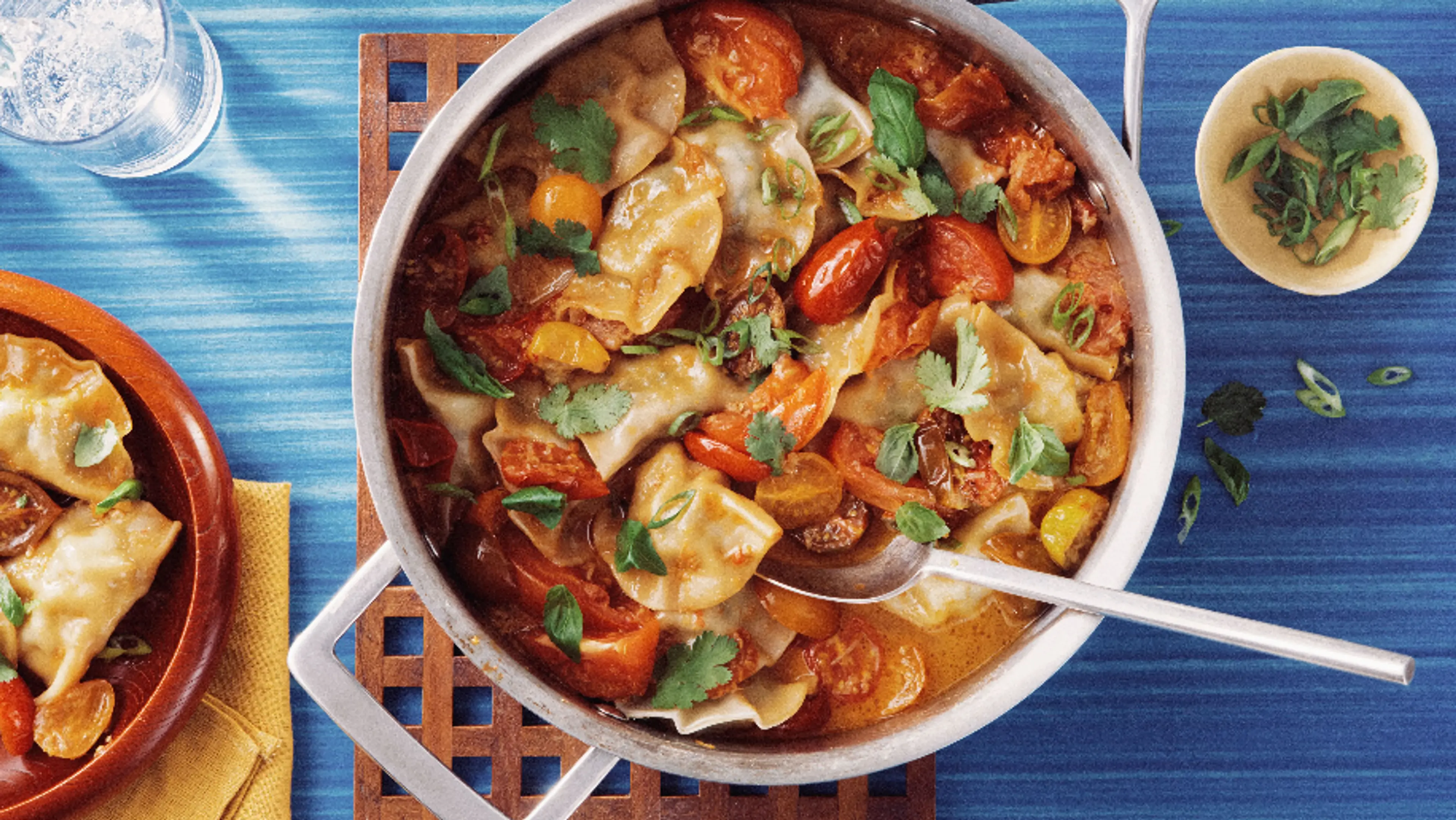 Quick Butter-Braised Tomatoes and Dumplings
