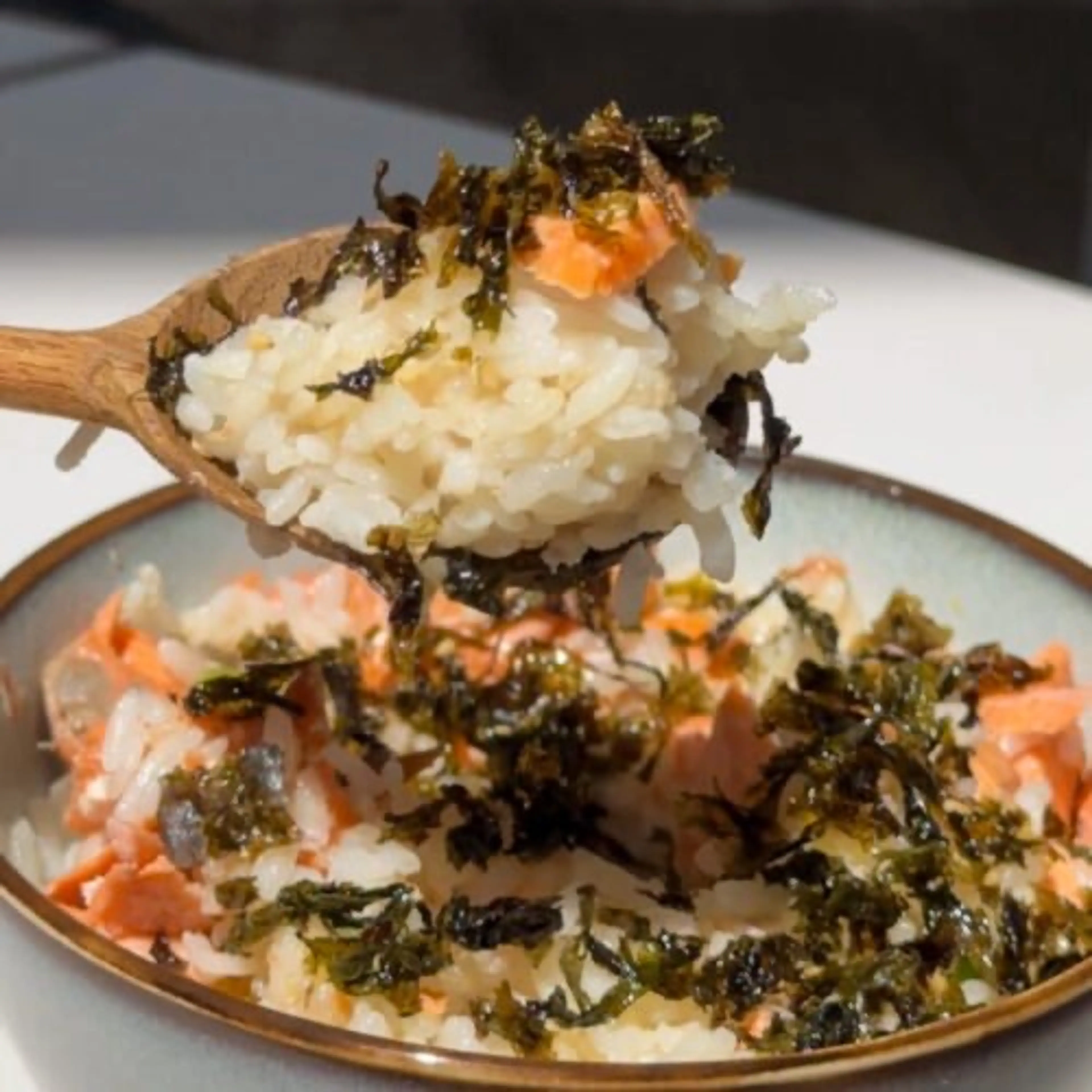 Easy High Protein Salmon Miso Butter Rice Bowl