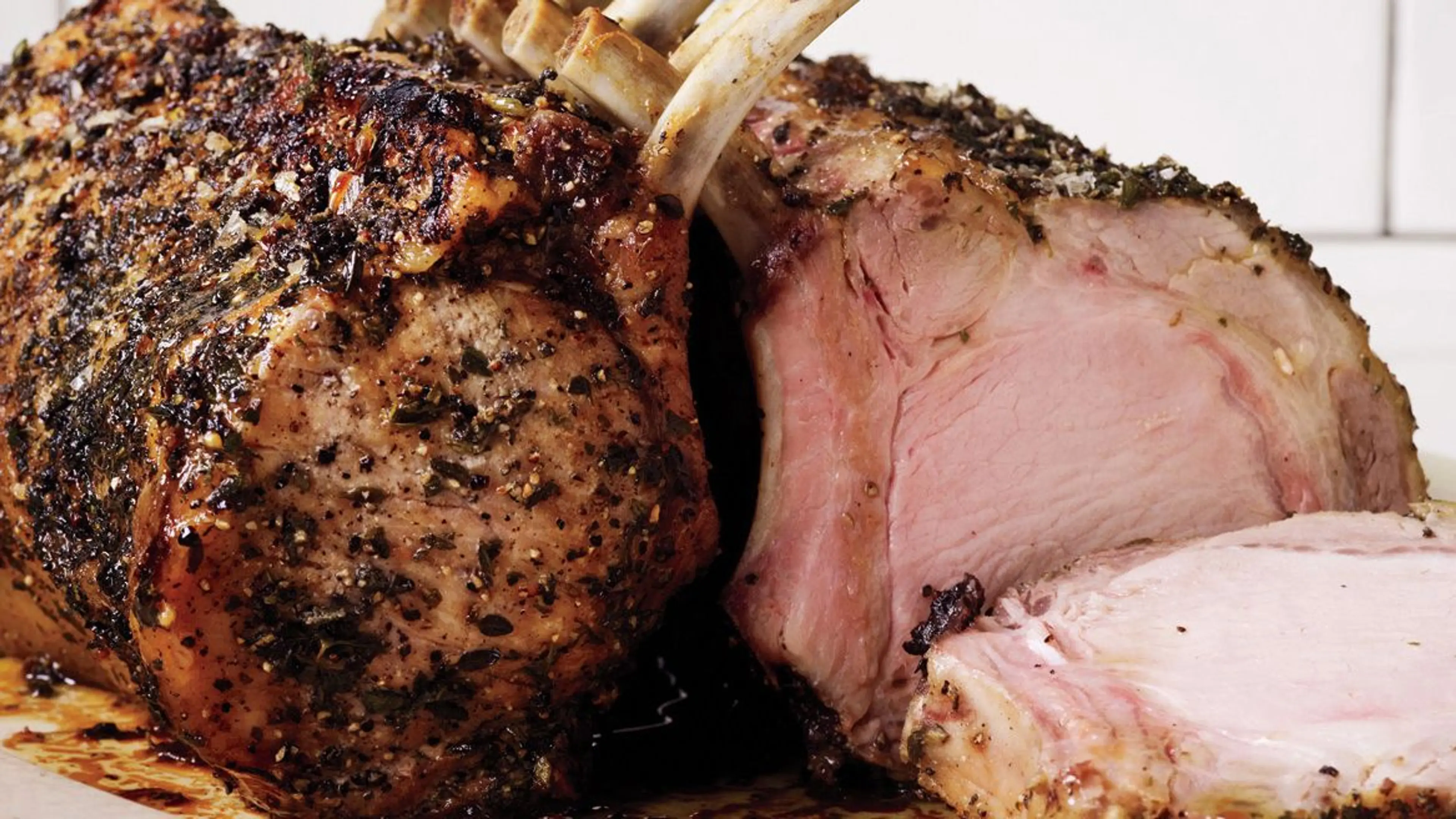 Double Rack of Pork with Burnt Orange-Caramel Pan Sauce